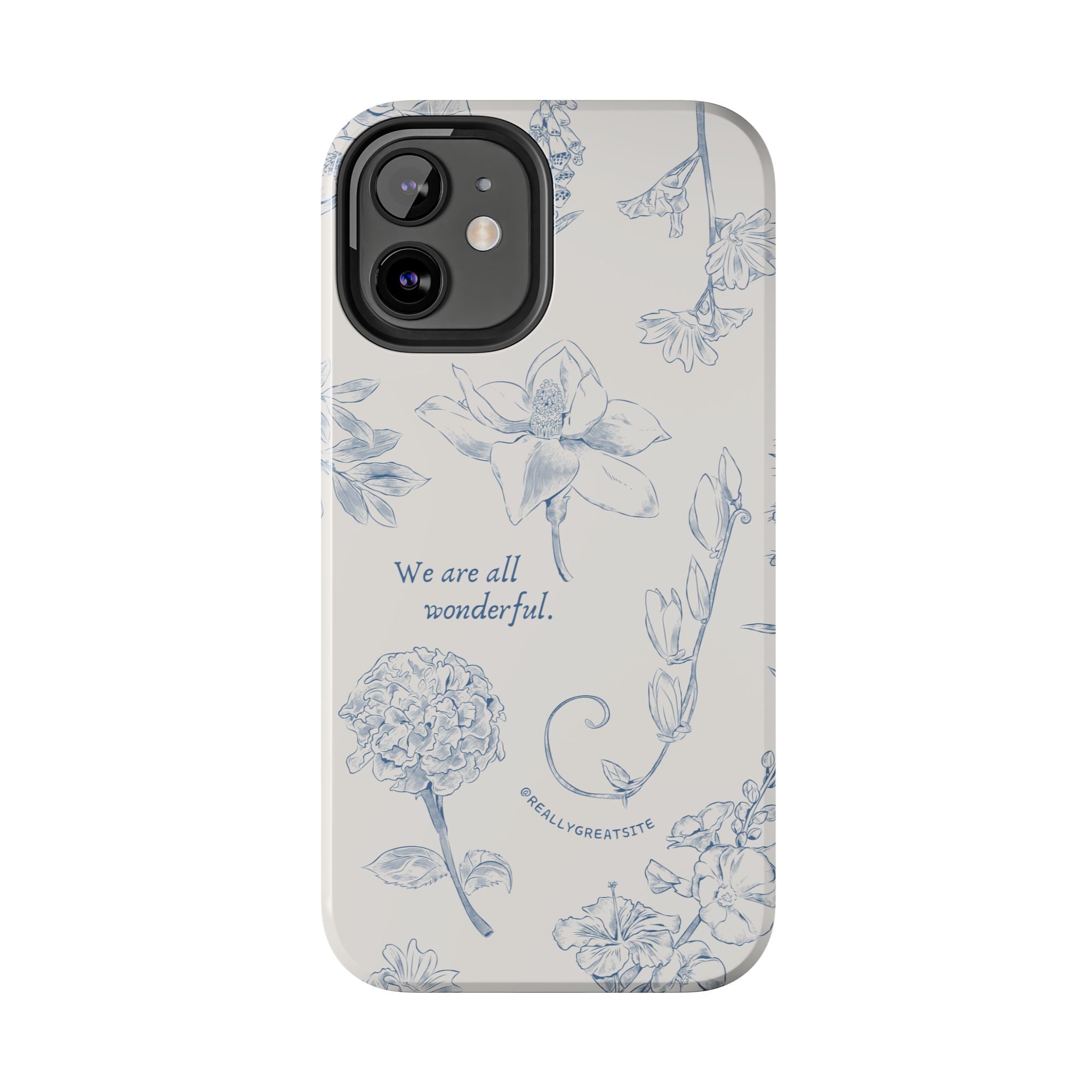 Dusty Blue Cream " We Are All Wonderfull", Elegant Phone Cases, Stylish Phone Covers, Chic Phone Protectors, Fashionable Case for Her, Trendy Smartphone Accessories