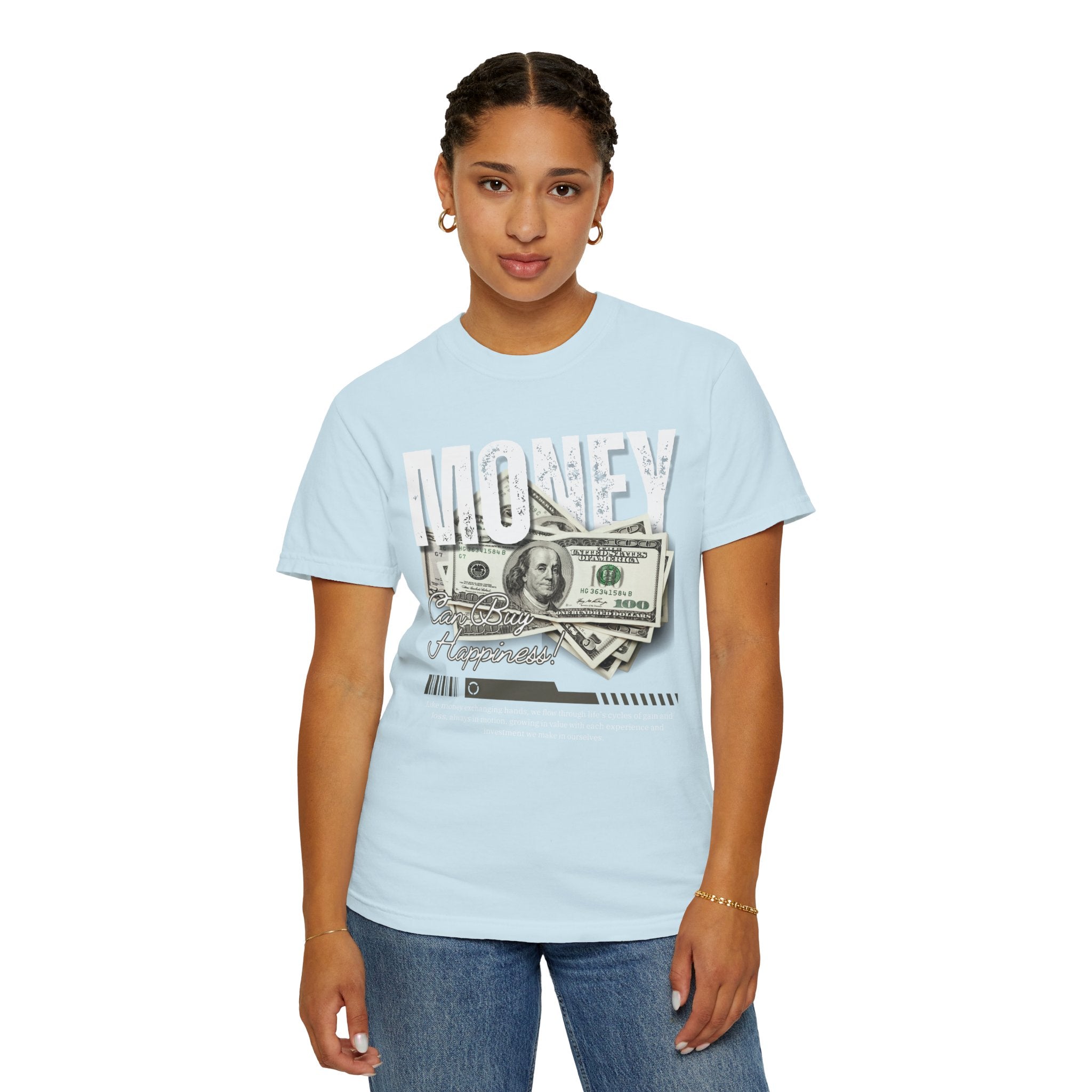 Money Can Buy Happiness, Graphic Design Unisex T-shirt, Casual Cotton Outwear, Gift for Him- Gift for Her, Stylish Tee, Cool Shirt, Trendy Apparel, Comfortable Top,