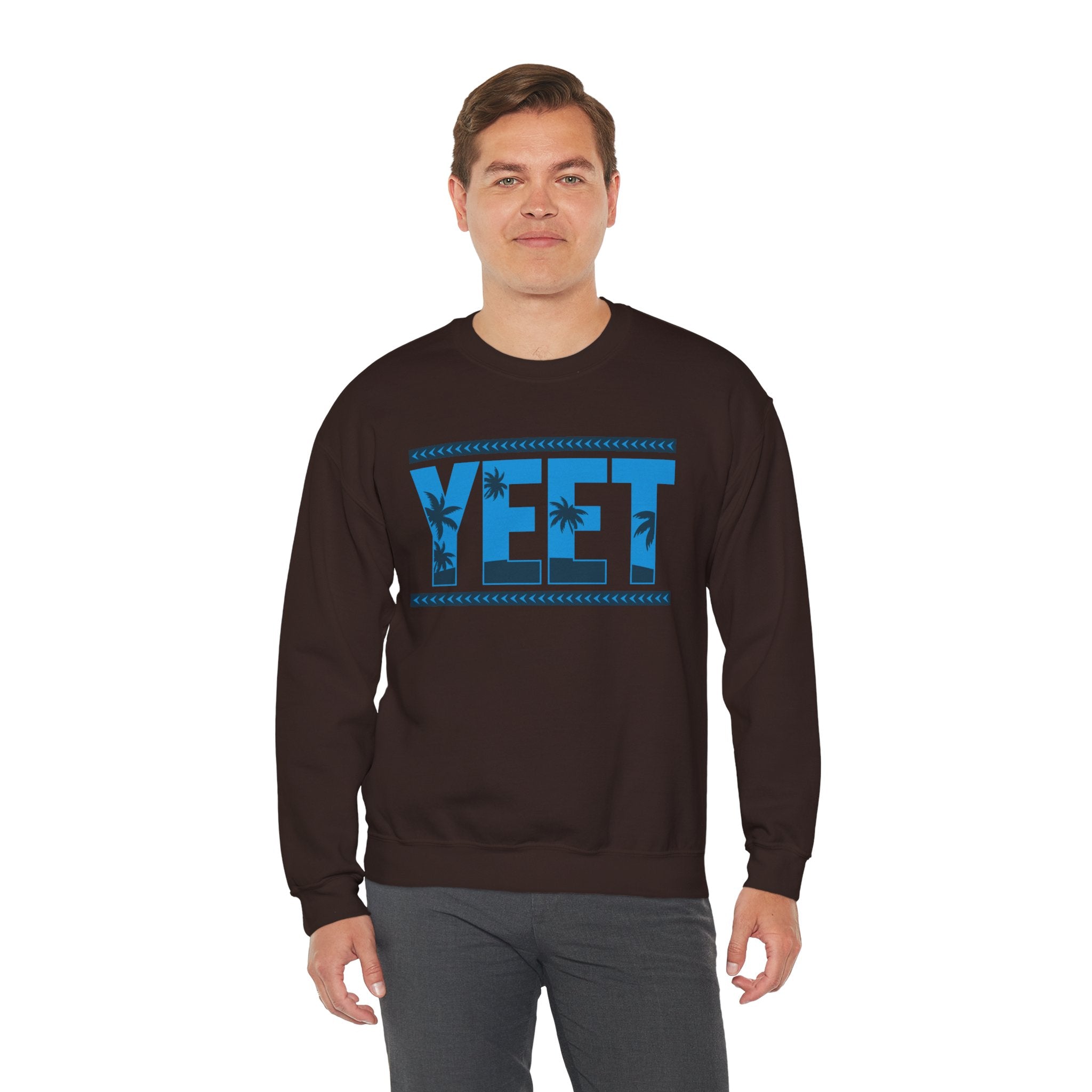 Blue Grey Yeet Palm Tree Sweatshirt, Wrestling Fan Unisex Sweatshirt - Gift for Him or Her, Casual Outwear, Heavy Blend Crewneck Sweatshirt