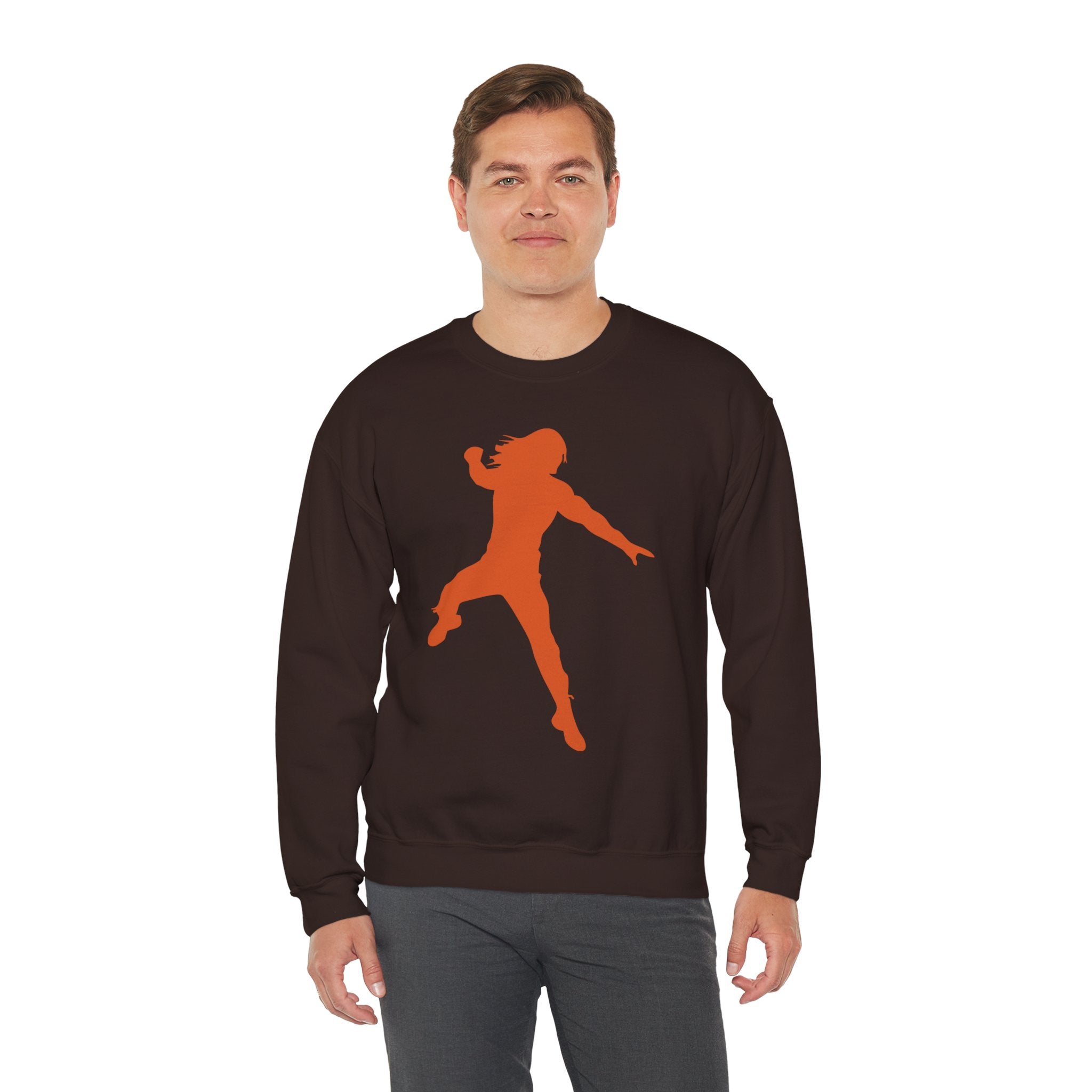 Roman Reigns Orange Design, Wrestling Fan Unisex Sweatshirt - Gift for Him or Her, Casual Outwear, Graphic Design, Heavy Blend Crewneck Sweatshirt