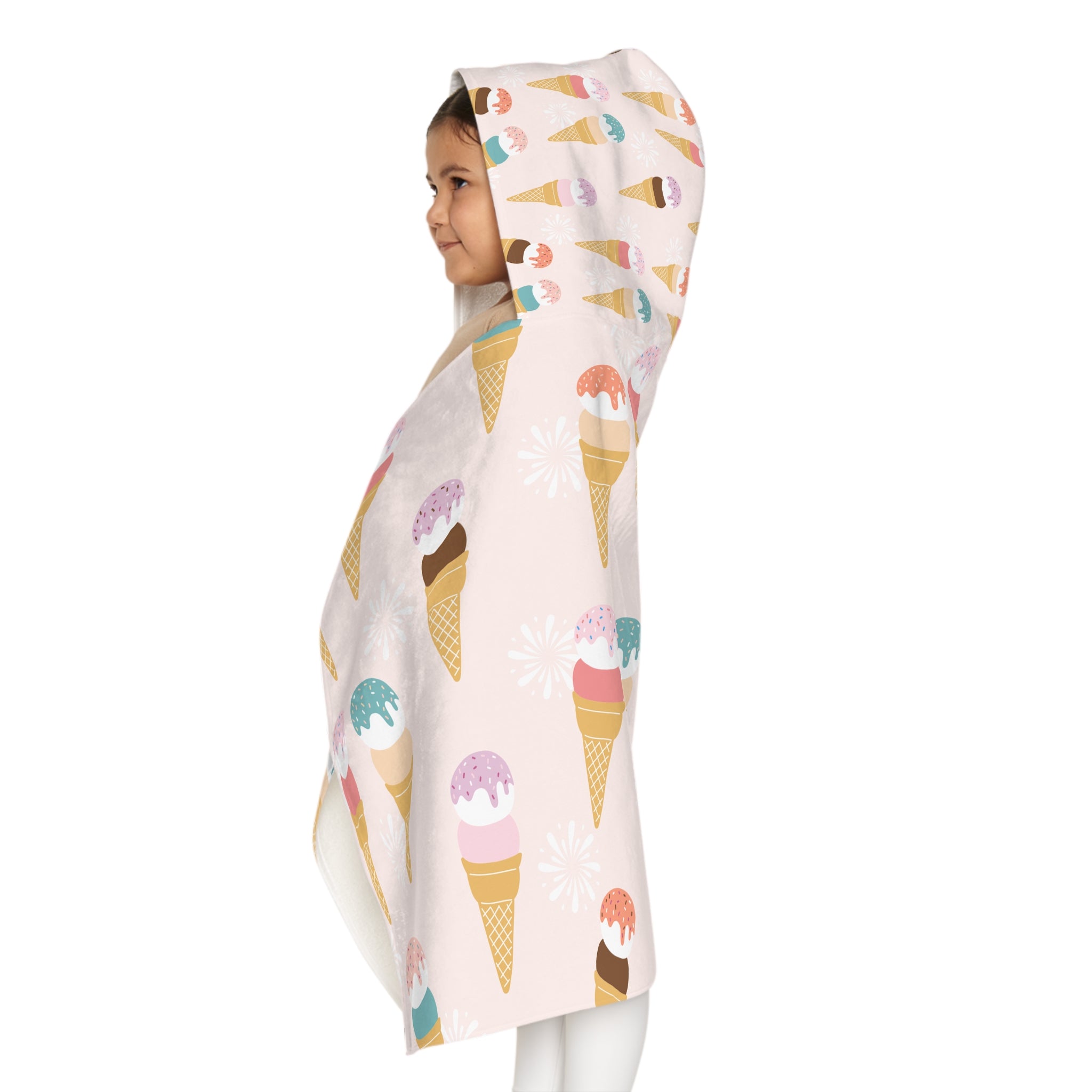 Ice Cream Design Hooded Towel, Cute Designs - Youth Hooded Towel