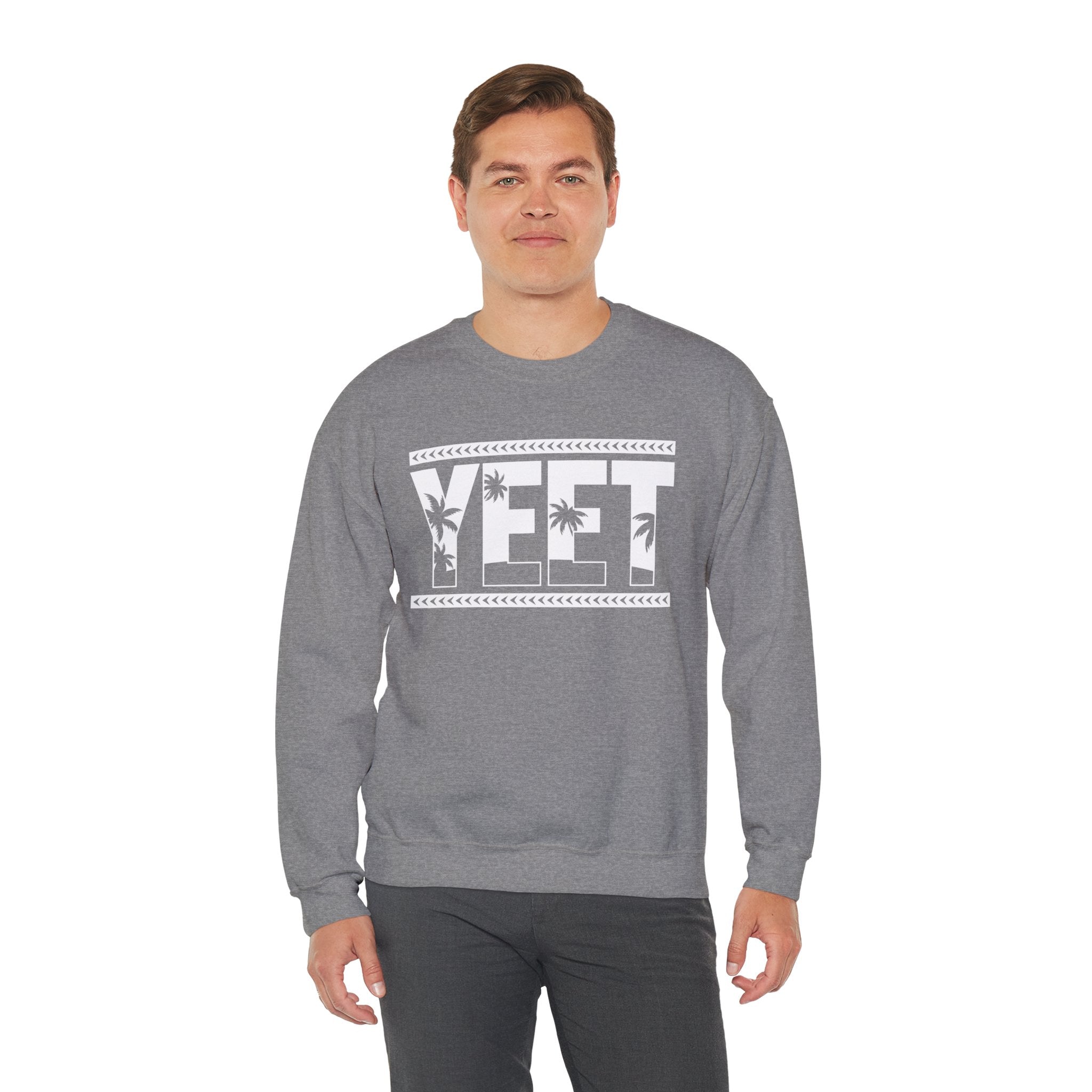 White Yeet Sweatshirt, Wrestling Fan Unisex Sweatshirt - Gift for Him or Her, Casual Outwear, Heavy Blend Crewneck Sweatshirt