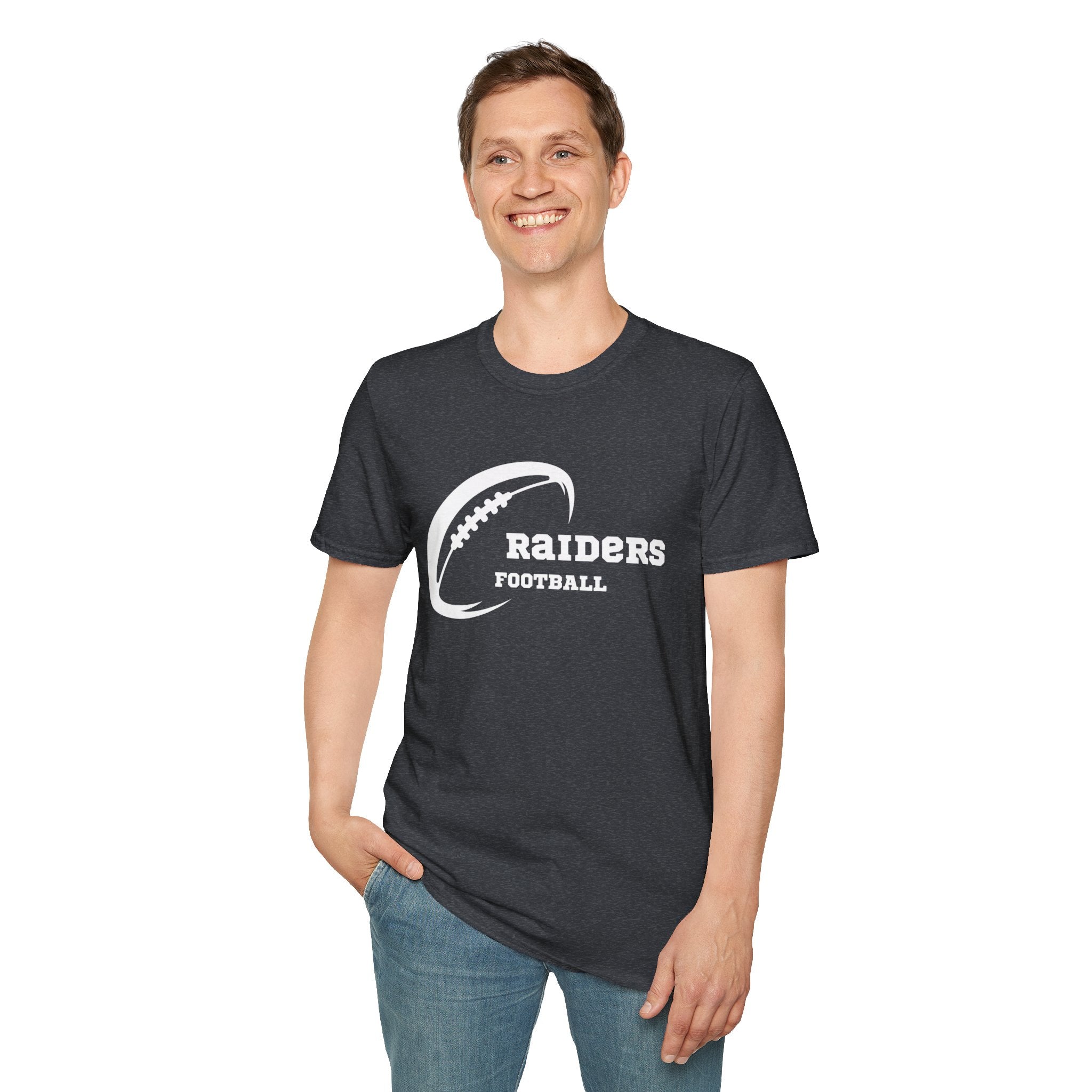 All White Raiders Fan Football Shirt, Unisex Softstyle T-Shirt, Football Fan Tee, Football Fan Gift, Sports Fan Apparel