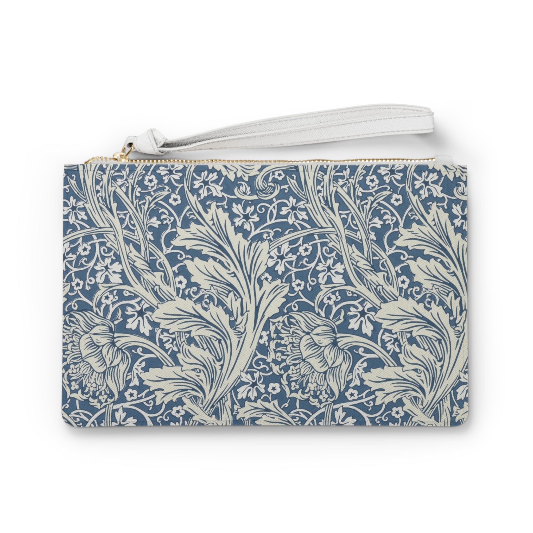 Blue and Grey Vintage Print Clutch Bag - Valentines Gift, Cute Design,  Women Wallet Wristlet Clutch, Purses for Women Wristlet, Handbags Small Wallet Purses, Ladies Gifts