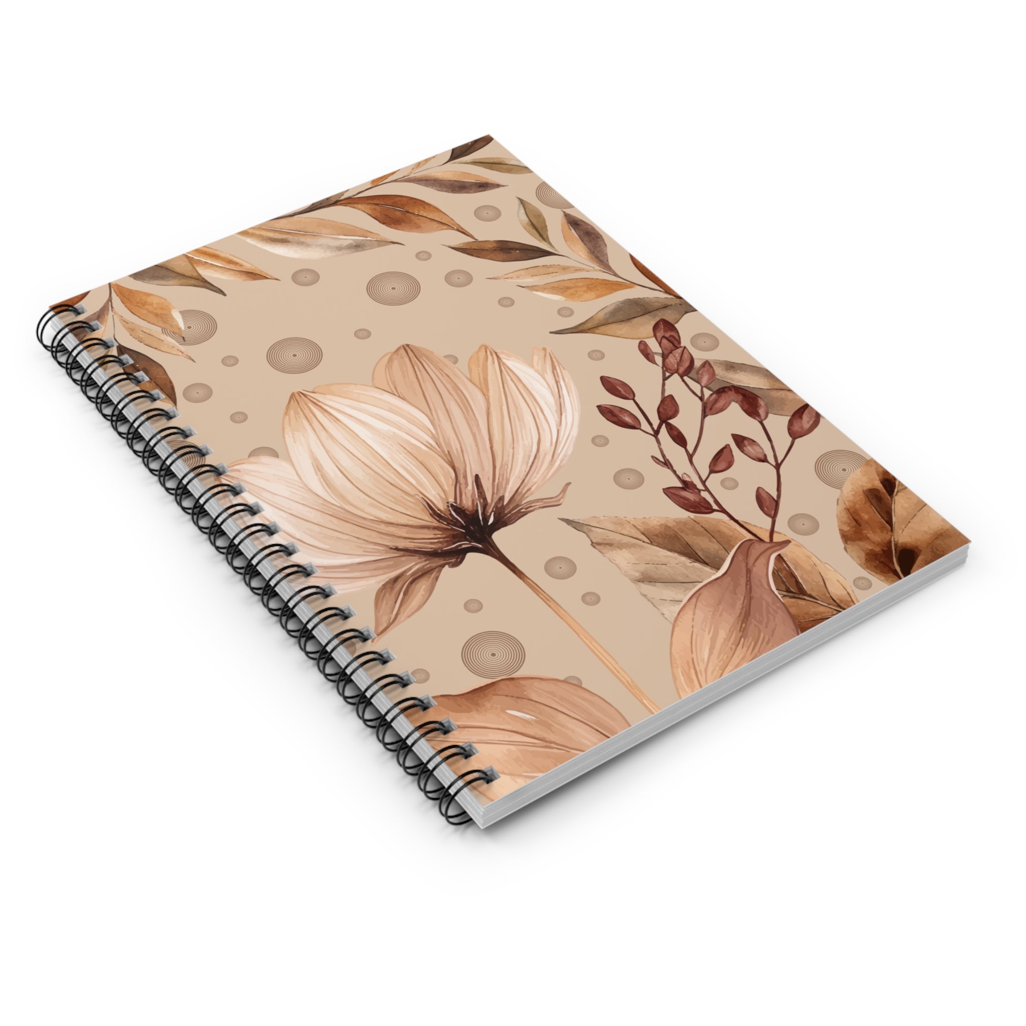 Brown Watercolor Cover Notebook, Spiral Notebook - Ruled Line, Notebook, Office Supplies, School Supplies