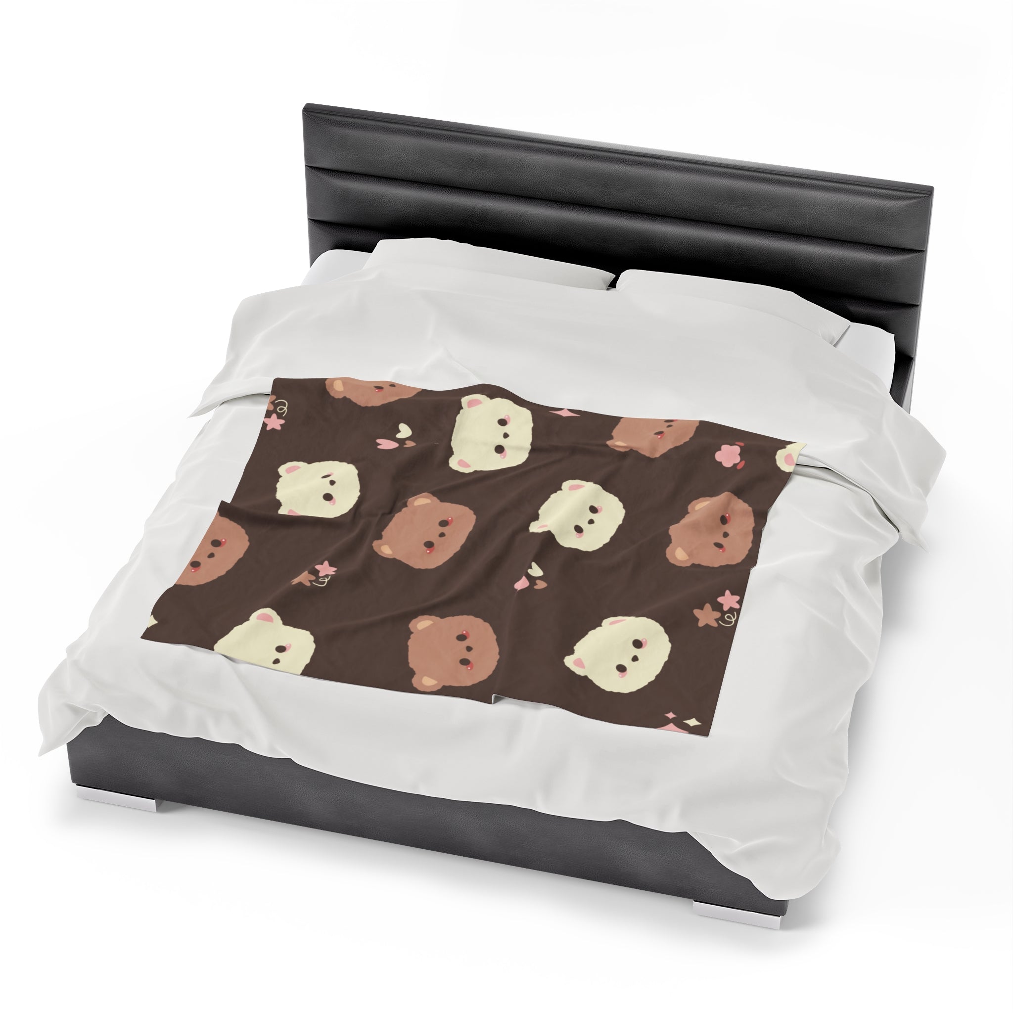 Brown Cute Bear Design Velveteen Plush Blanket, Gift for Boys and Girls, Cozy Throw Blanket, Children's Bedroom Decor, Nursery Bedding