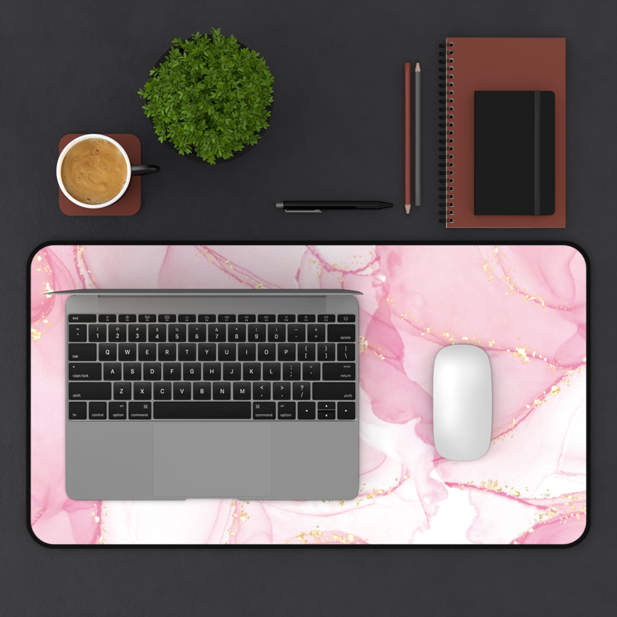 Pink Marble Design Valentines Gift, Mouse Pad, Desk Matt for Desktop, Cute Desk Pad Mat, XXL Large Mouse Pad for Desk, Anti-Slip Big Mousepad with Stitched Edges, Keyboard Pad Mouse Mat for Computer