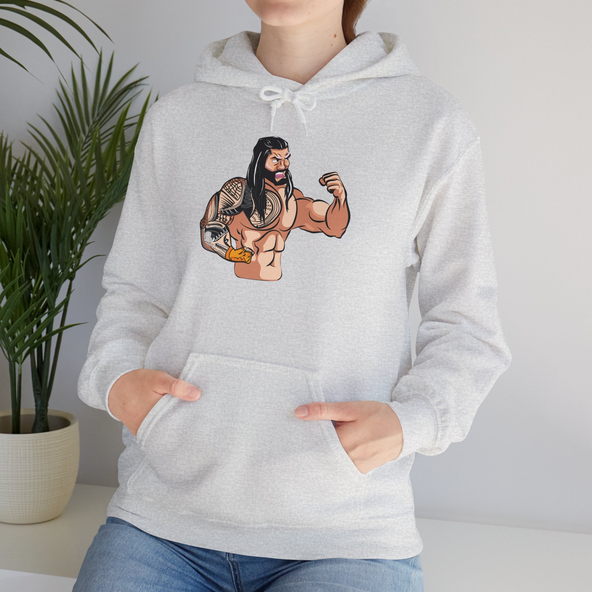 Roman Reigns Cartoon Design Hoodies, Gift for Her - Gift for Him, Sports Fan Wrestling Unisex Hooded Sweatshirt, Casual Outwear