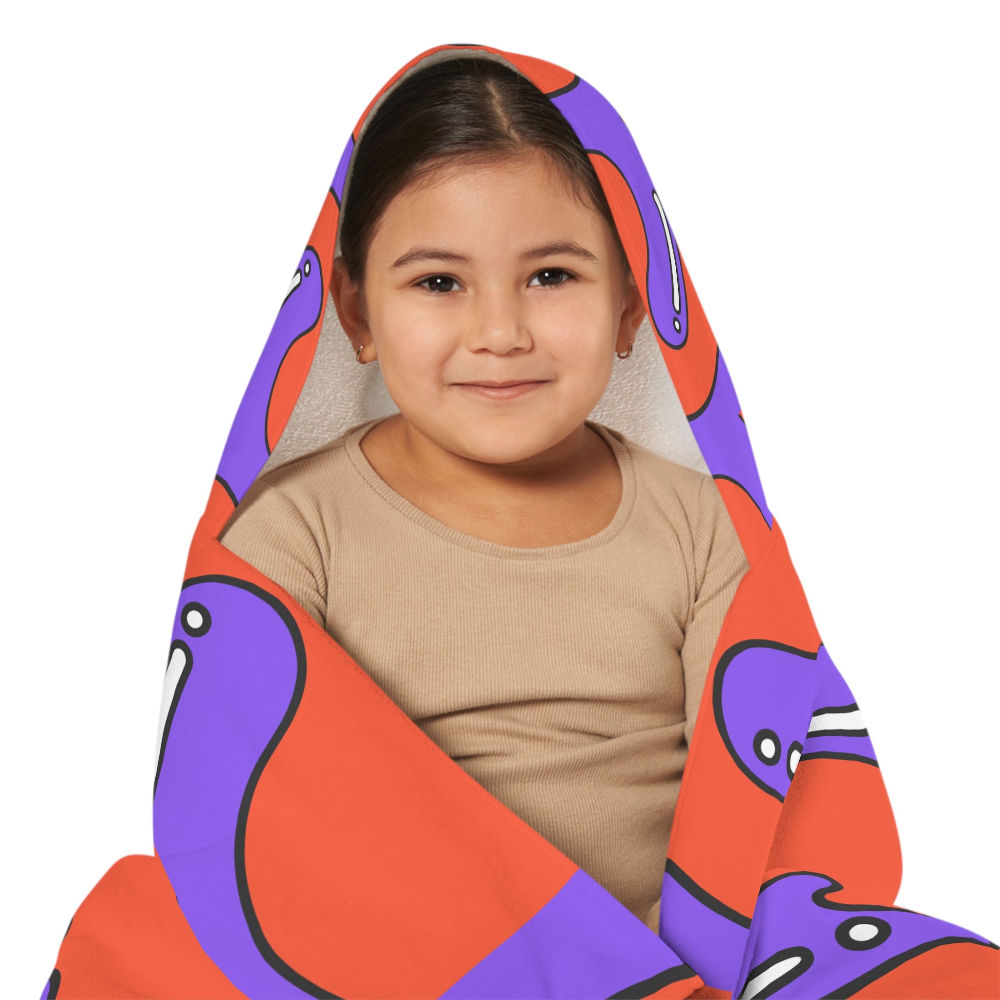 Orange and Violet Design Hooded Towel, Cute Designs - Youth Hooded Towel