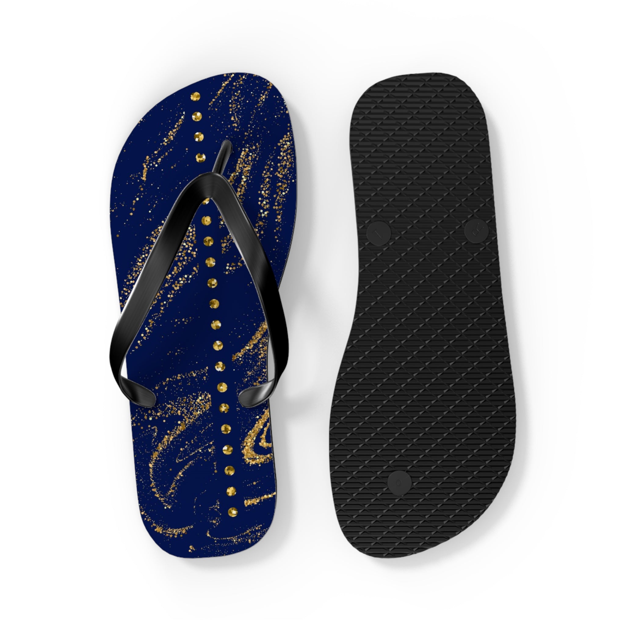 Dark Blue and Gold, Flip Flops for Women, Cute Designs, Everyday Use, Indoor Sleepers