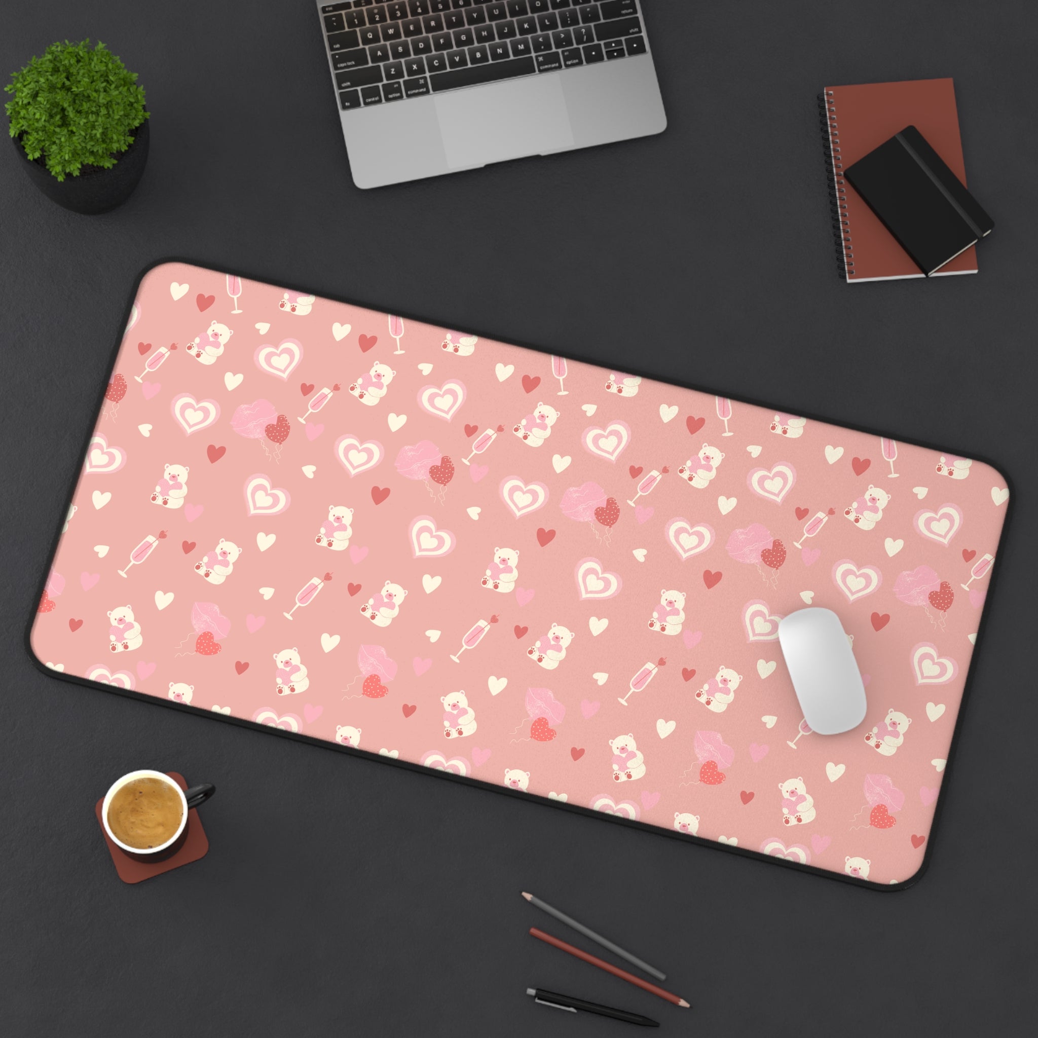 Cute Valentine's Day Heart Pattern, Valentines Gift, Mouse Pad, Desk Matt for Desktop, Cute Desk Pad Mat, XXL Large Mouse Pad for Desk, Anti-Slip Big Mousepad with Stitched Edges, Keyboard Pad Mouse Mat for Computer