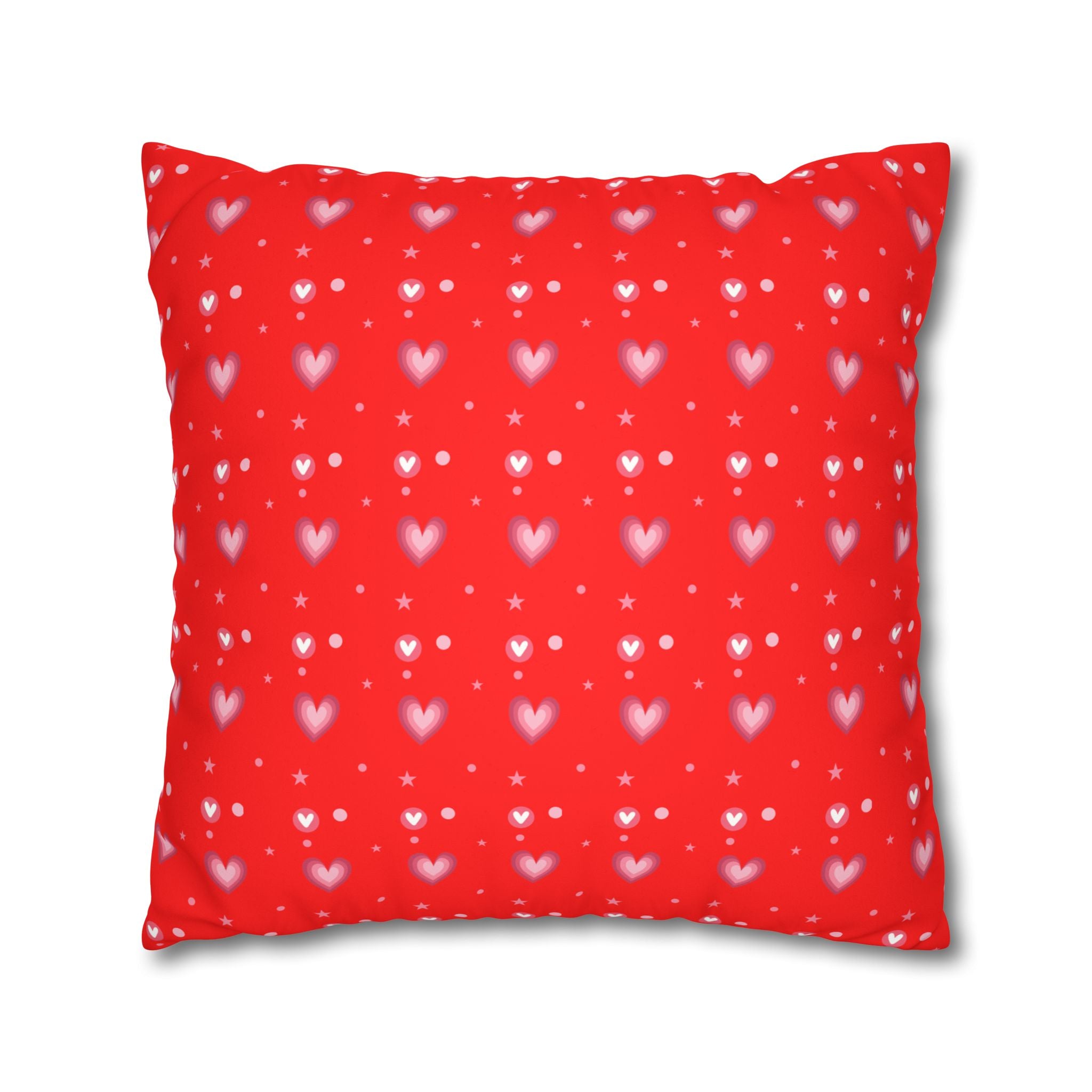 Square Pillowcase - Hearts Valentines - Decorative Pillows Cushion Covers for Couch Chair Bedroom Valentines Decorative, Faux Suede, Home Decor