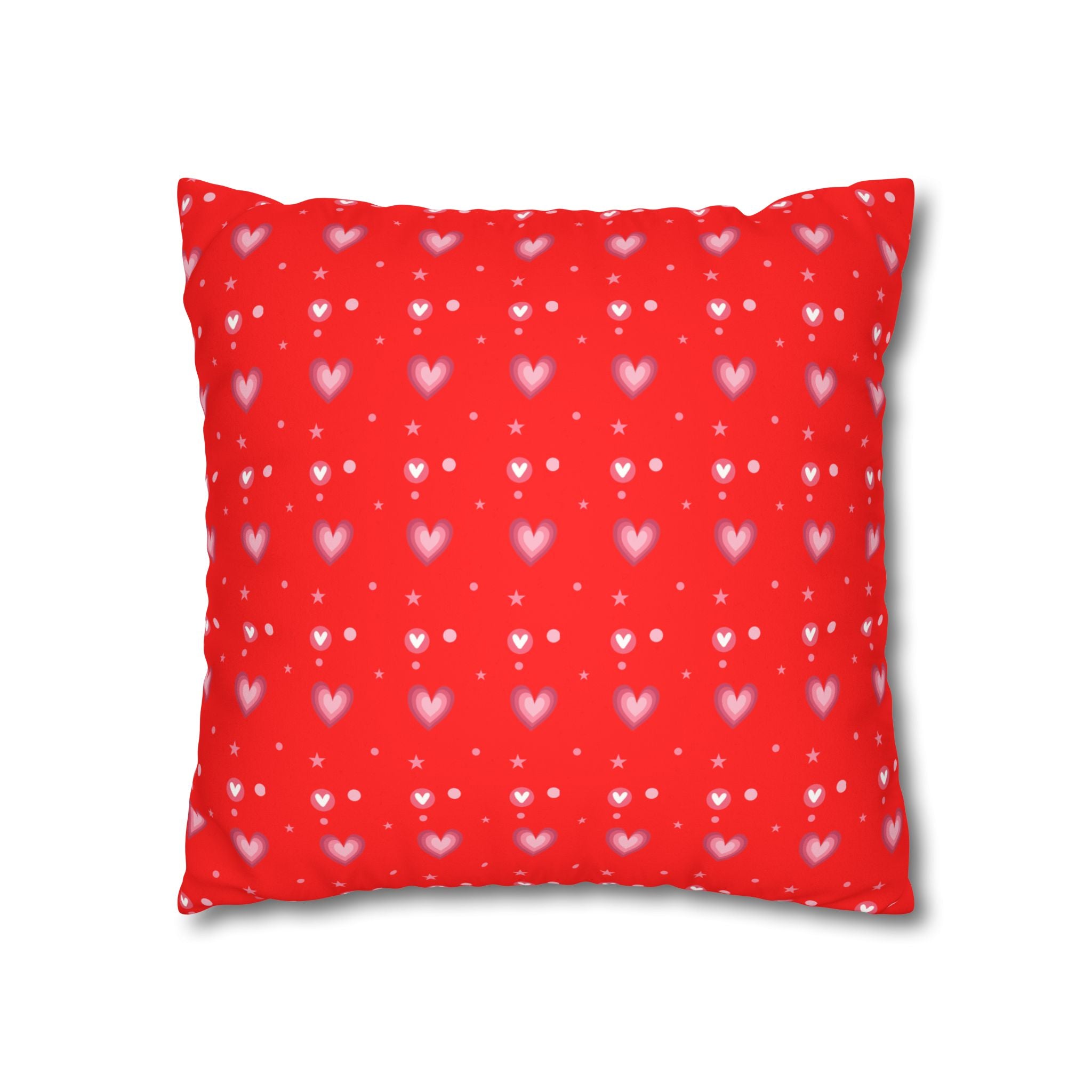 Square Pillowcase - Hearts Valentines - Decorative Pillows Cushion Covers for Couch Chair Bedroom Valentines Decorative, Faux Suede, Home Decor