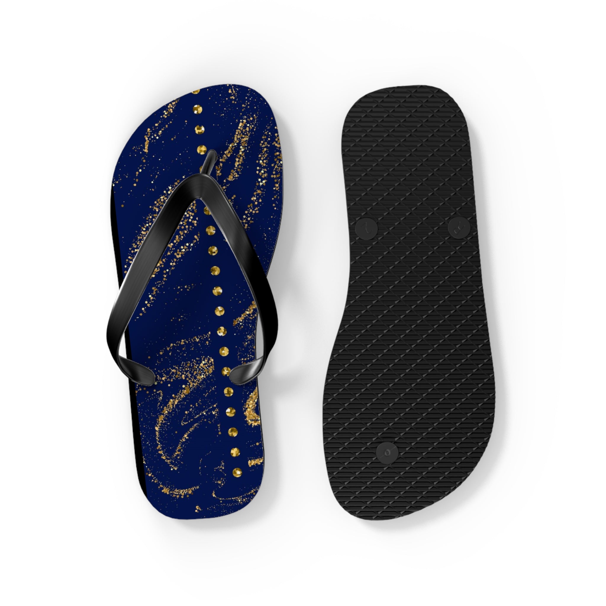 Dark Blue and Gold, Flip Flops for Women, Cute Designs, Everyday Use, Indoor Sleepers