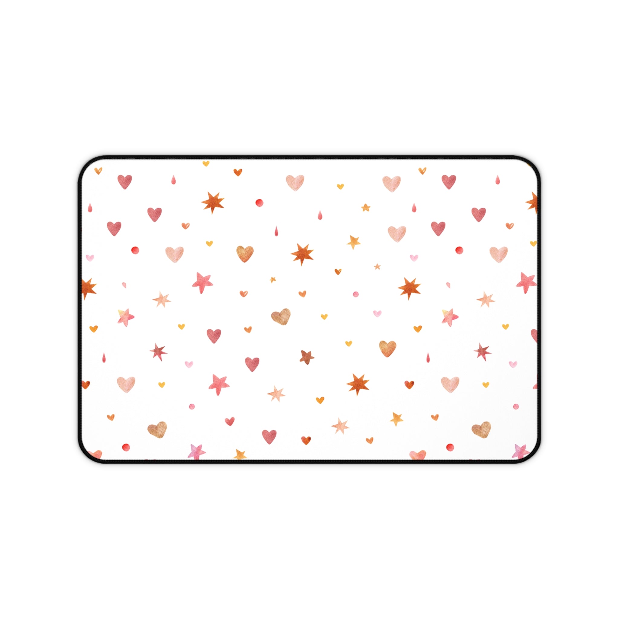 Beige And White Cute Hearts Dots And Stars, Valentines Gift, Mouse Pad, Desk Matt for Desktop, Cute Desk Pad Mat, XXL Large Mouse Pad for Desk, Anti-Slip Big Mousepad with Stitched Edges, Keyboard Pad Mouse Mat for Computer