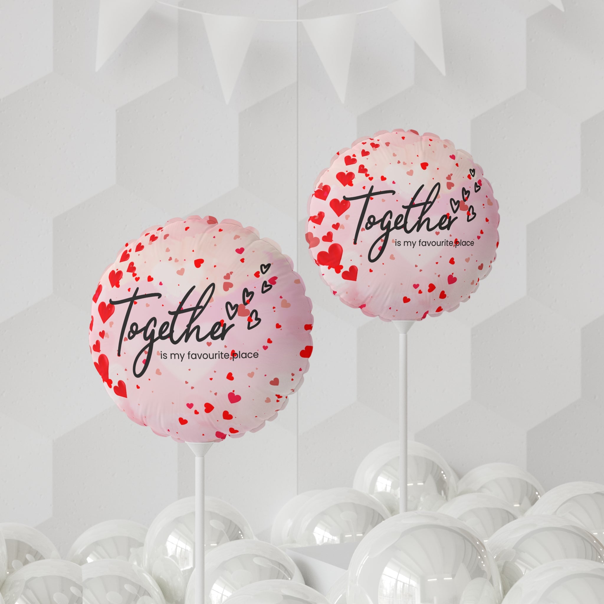 Happy  Valentine's Day- Red-White- Balloons, Romantic Heart-Shaped Decorations and Words, Love Party Supplies, Anniversary Celebration