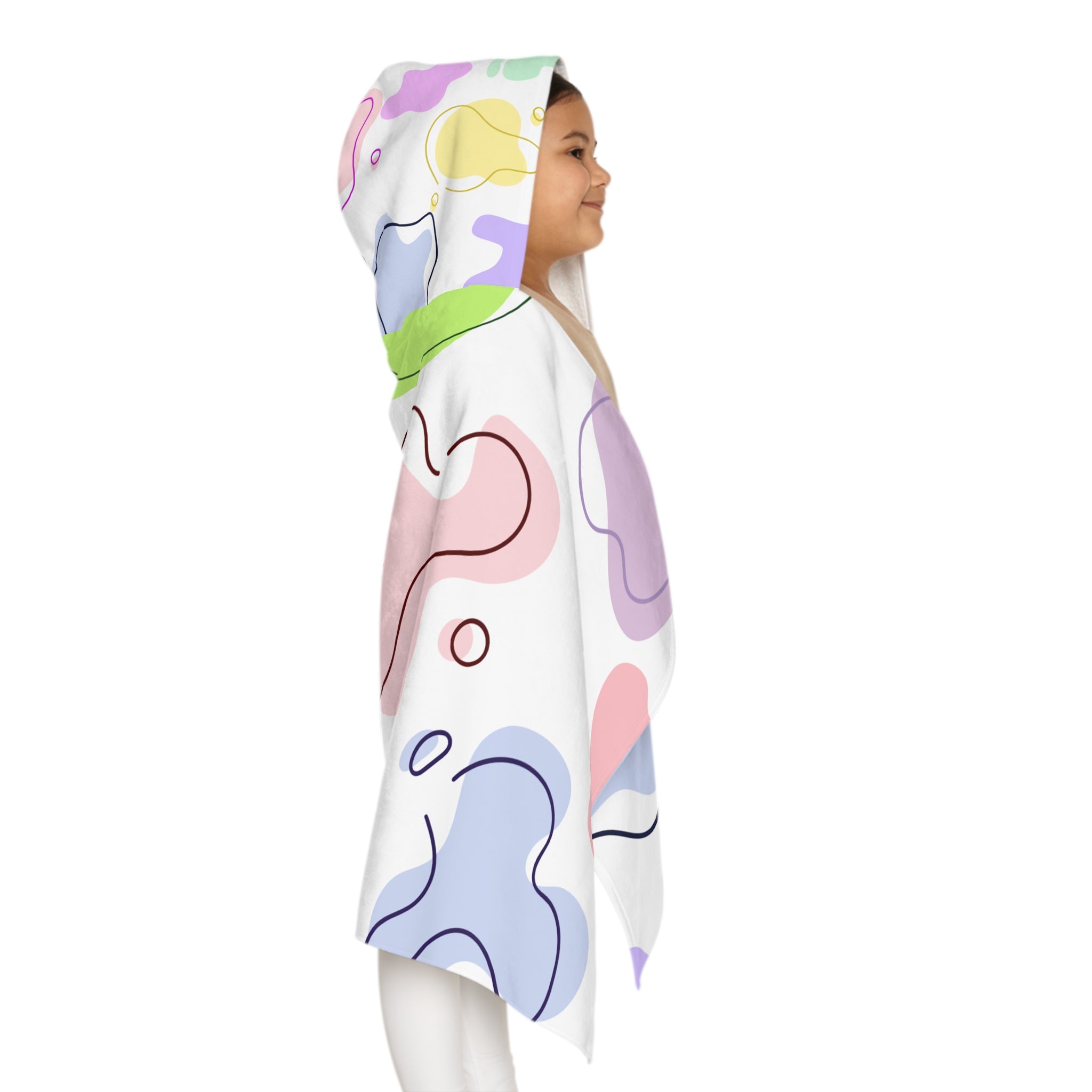 Colorful Pastel Soft Blob Dinosaur Kids Hooded Towel, Cute Designs - Youth Hooded Towel