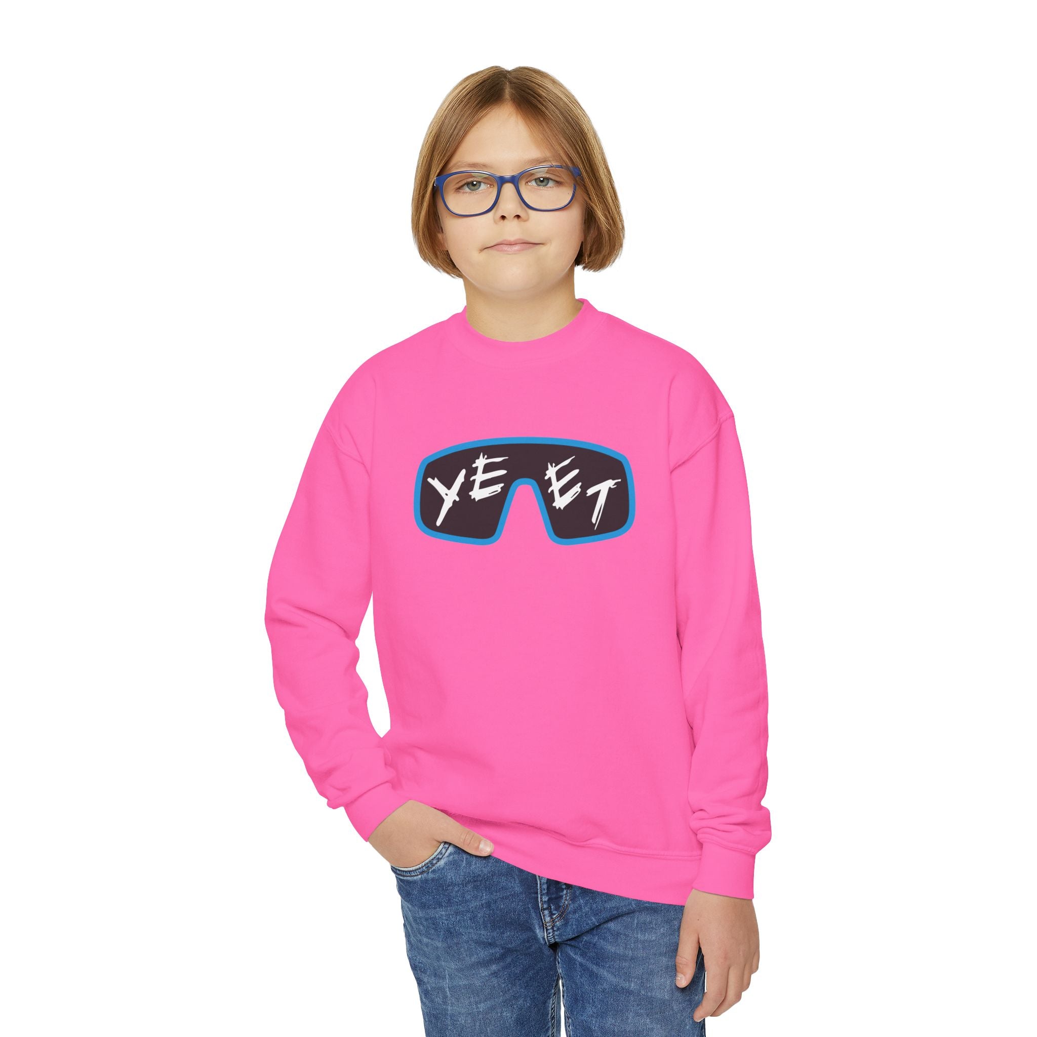 Yeet Glasses Design, Youth Sports Fan Crewneck Sweatshirt for Kids, Perfect Gift for Kids, Unisex Sweatshirt, Casual Outwear