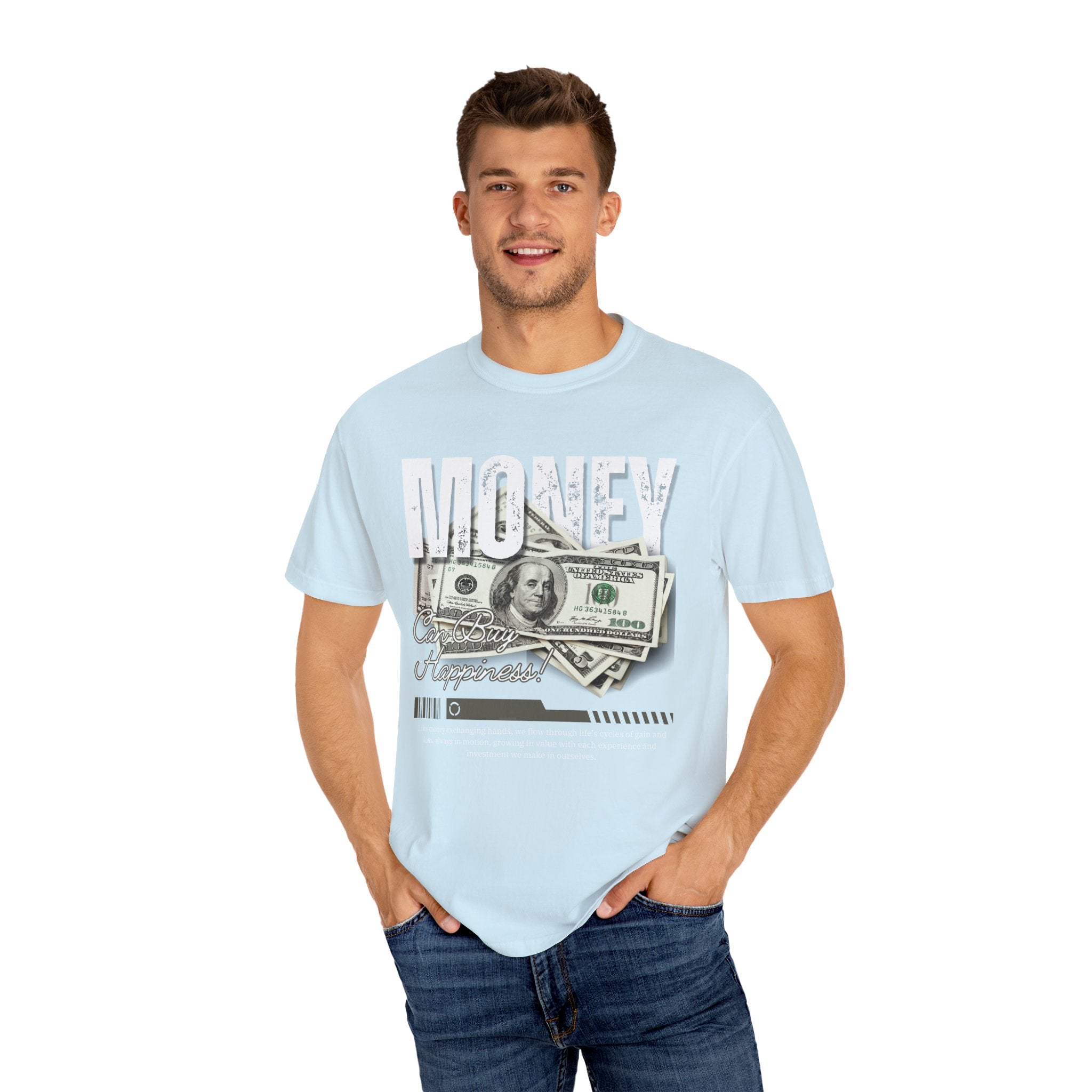 Money Can Buy Happiness, Graphic Design Unisex T-shirt, Casual Cotton Outwear, Gift for Him- Gift for Her, Stylish Tee, Cool Shirt, Trendy Apparel, Comfortable Top,