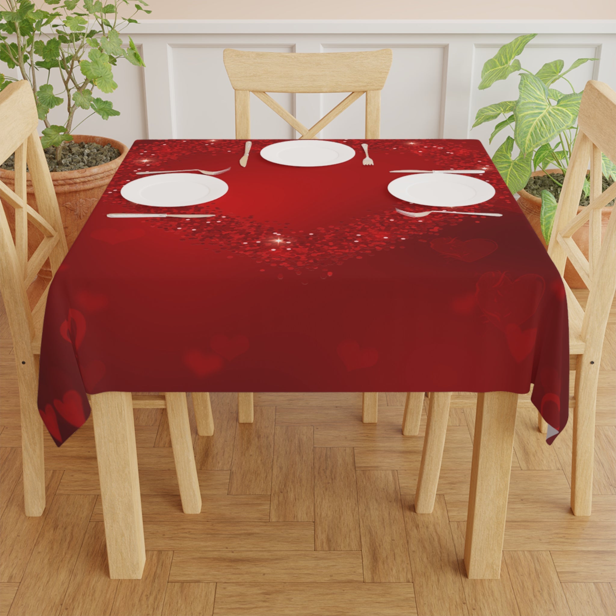 Red Valentine's Day Tablecloth, Romantic Table Cover, Washable Tablecloth for Party, Picnic, Dinner Date Decor, Valentines Day