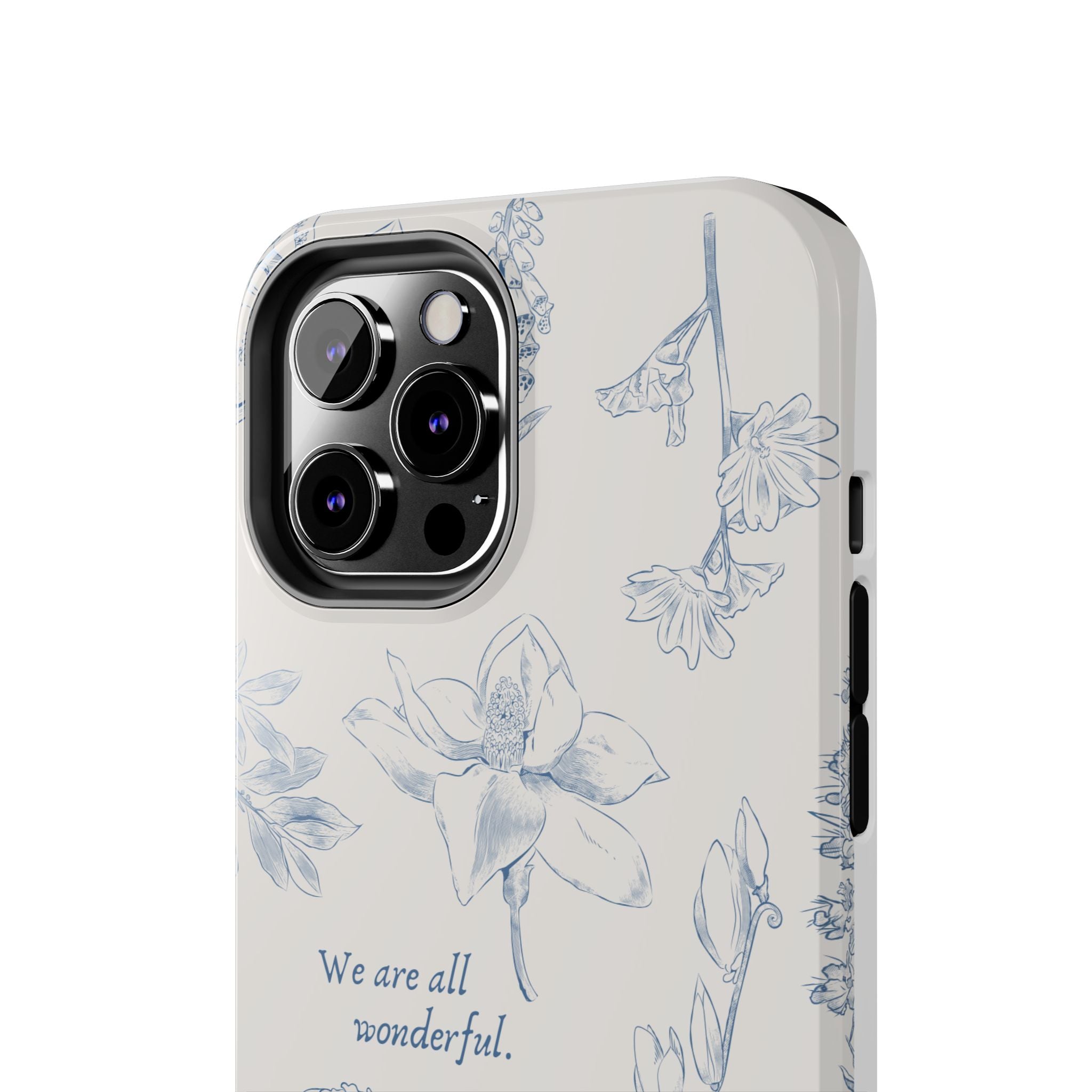 Dusty Blue Cream " We Are All Wonderfull", Elegant Phone Cases, Stylish Phone Covers, Chic Phone Protectors, Fashionable Case for Her, Trendy Smartphone Accessories