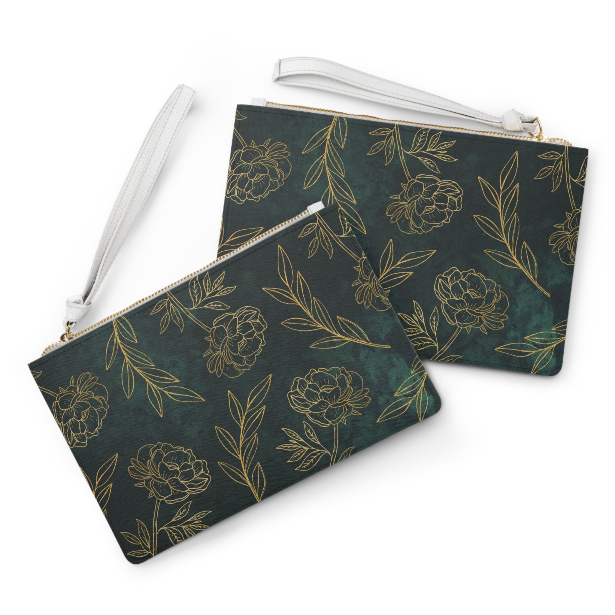 Green Gold Clutch Bag - Valentines Gift, Cute Design,  Women Wallet Wristlet Clutch, Purses for Women Wristlet, Handbags Small Wallet Purses, Ladies Gifts