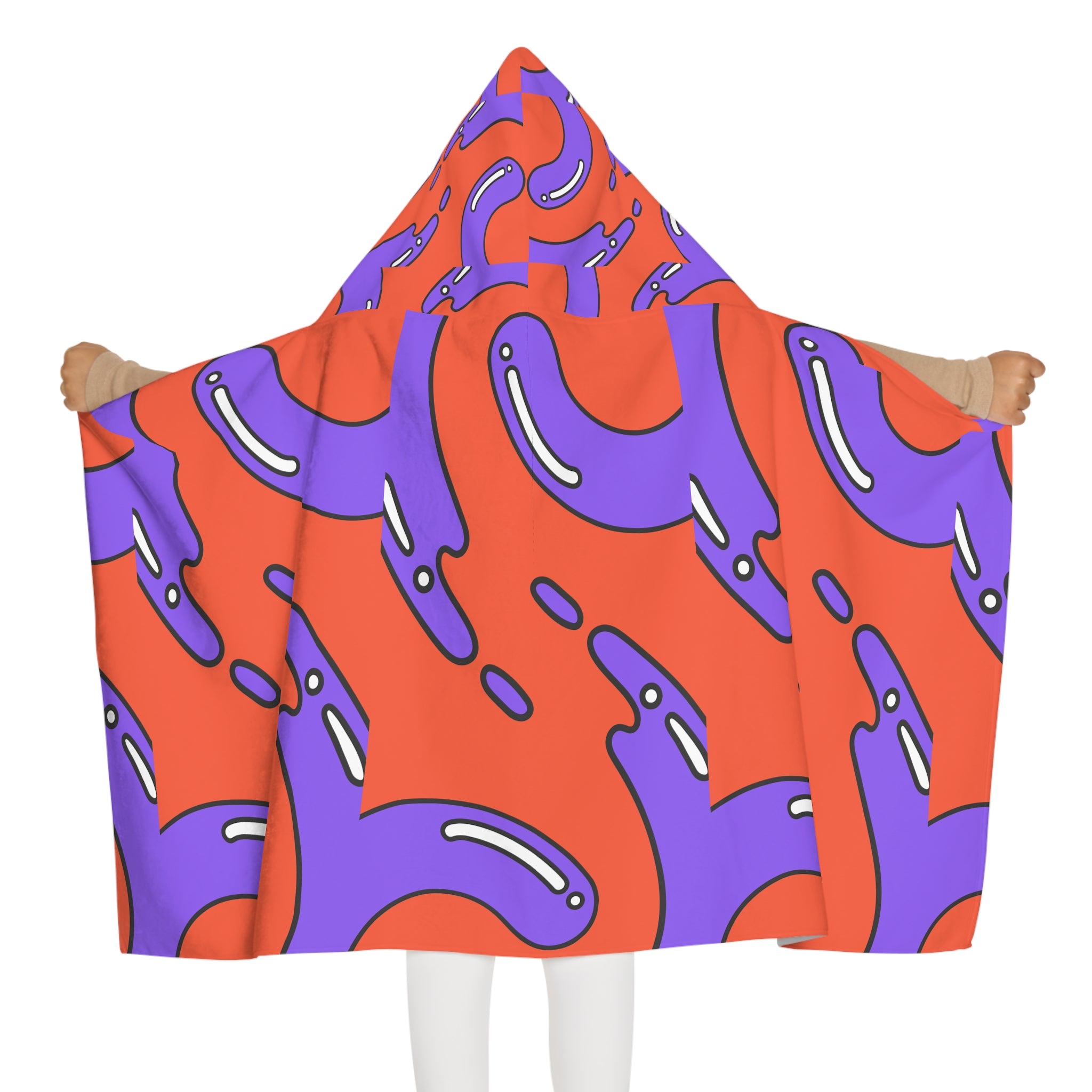 Orange and Violet Design Hooded Towel, Cute Designs - Youth Hooded Towel