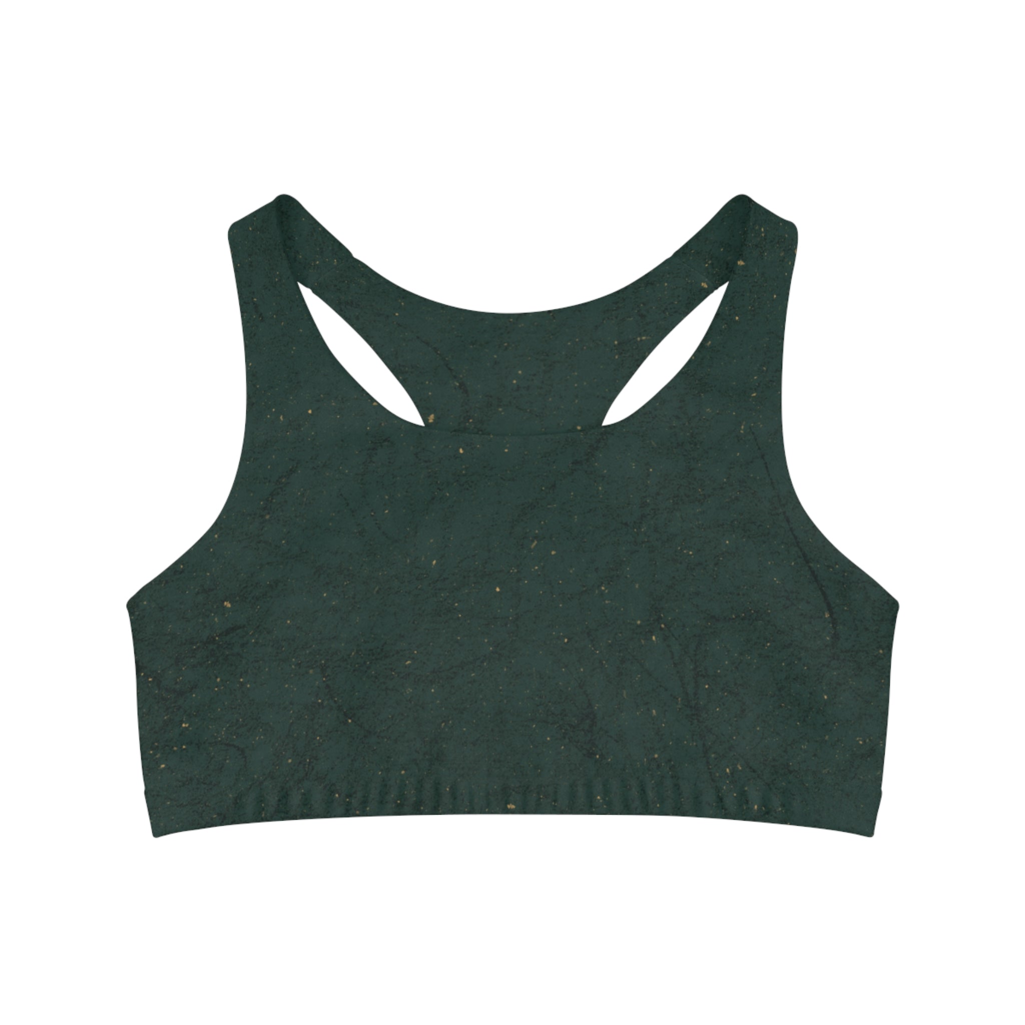 Green White Seamless, Racerback Sports Bra for Women - High Impact Workout Crop Tank Top