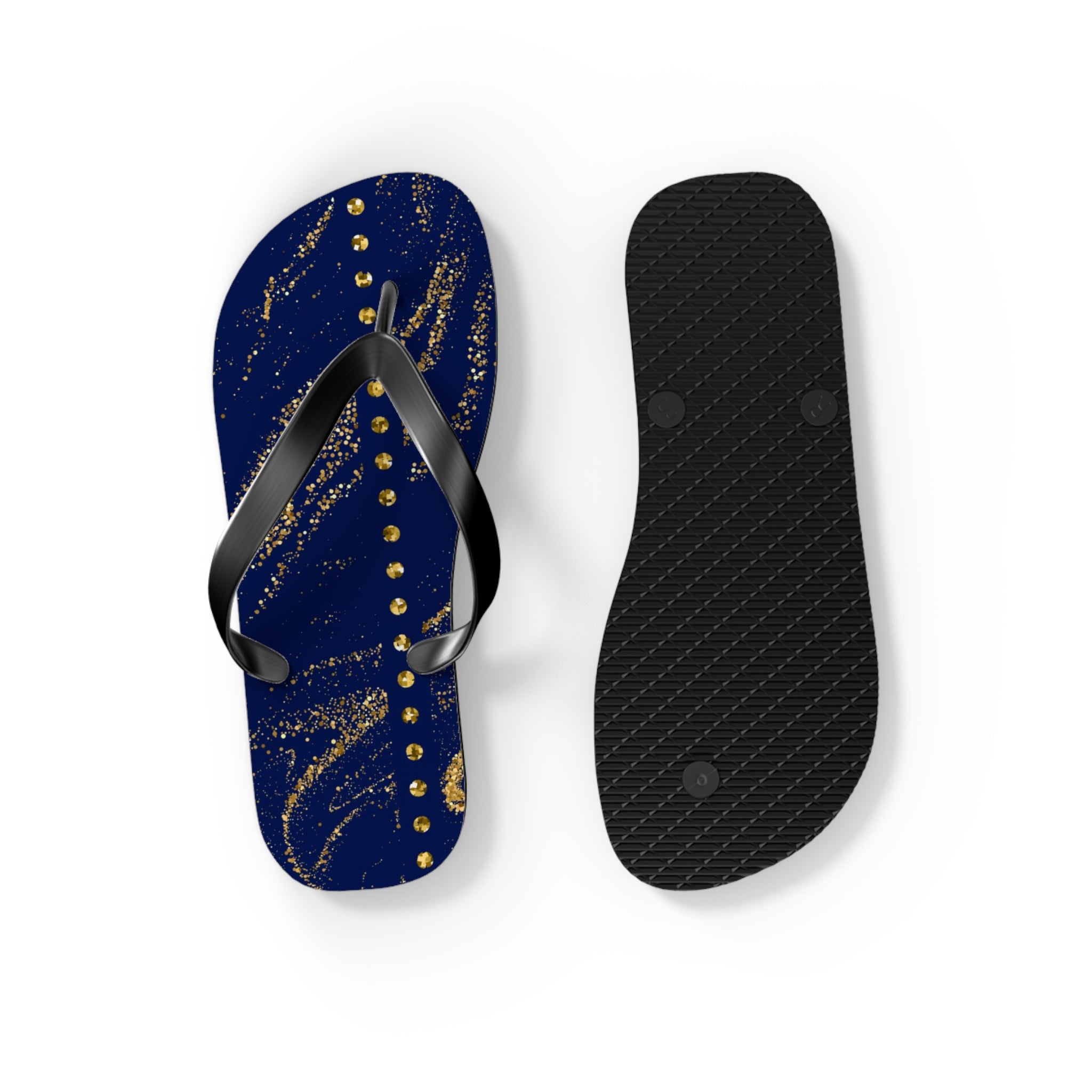 Dark Blue and Gold, Flip Flops for Women, Cute Designs, Everyday Use, Indoor Sleepers