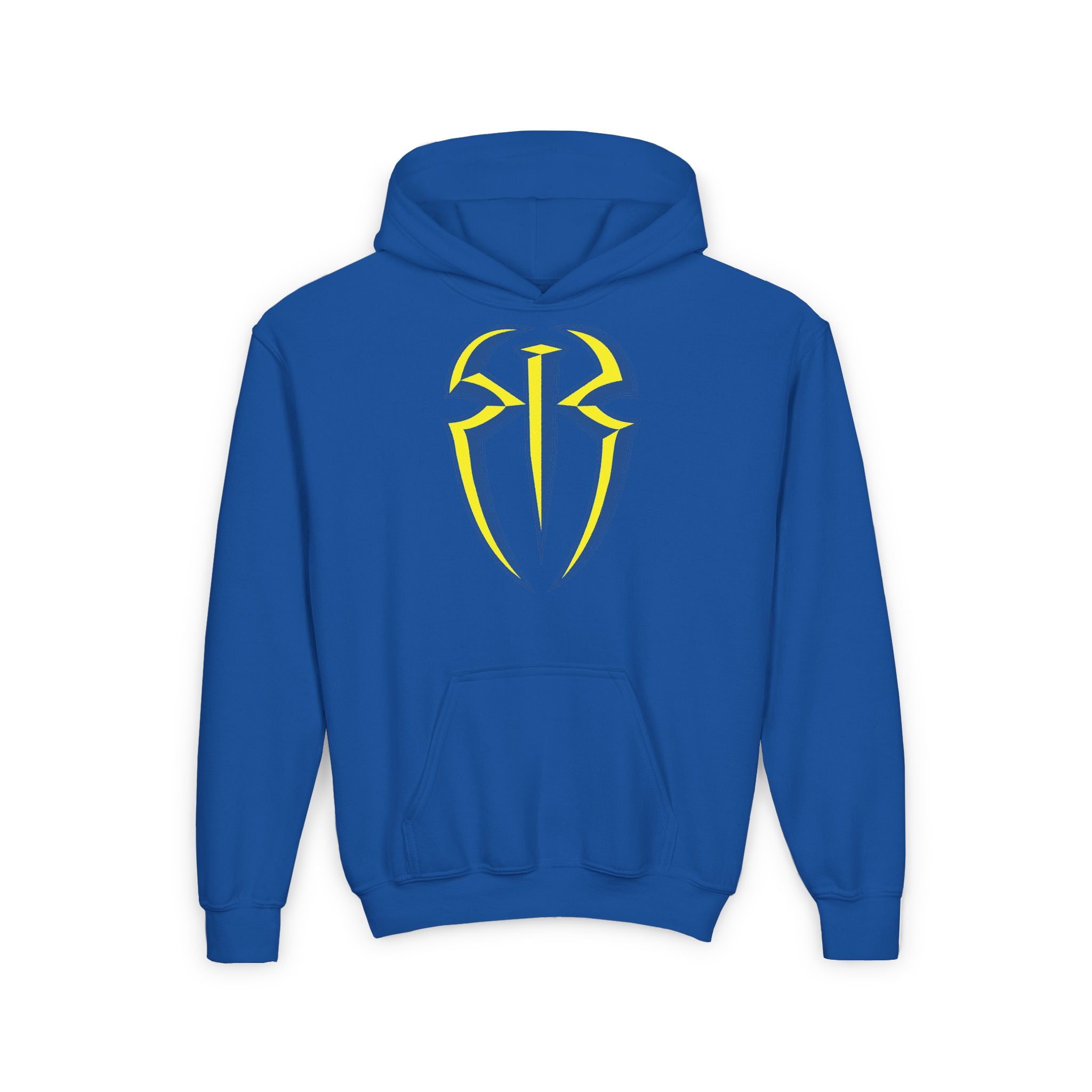 Roman Reigns Blue Yellow Shirt Design, Sports Fan Kids Hoodies - Youth Heavy Blend Hooded Sweatshirt, Unisex, Gift for Her-Him, Casual Outwear