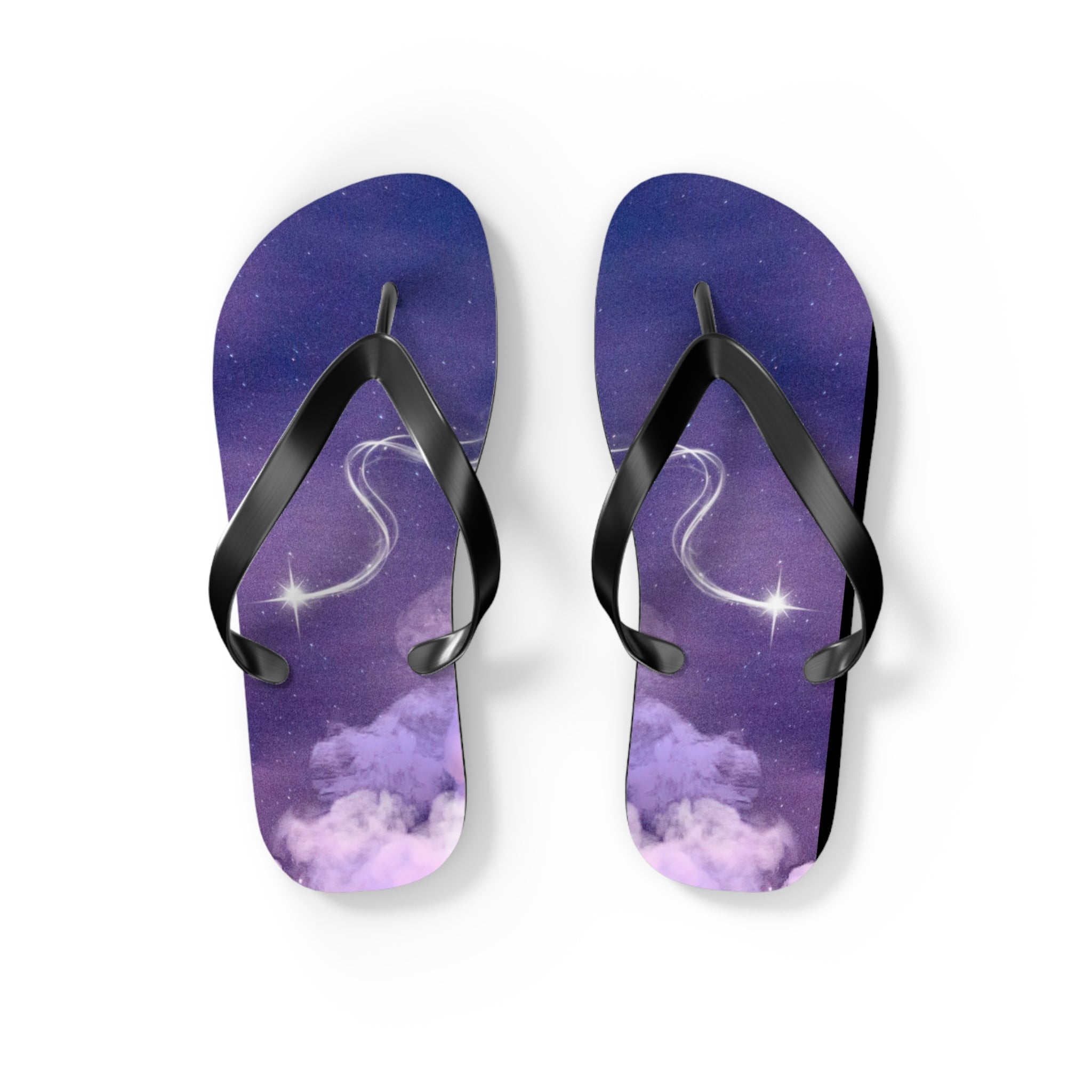 Purple Pink Magic Stars Design, Flip Flops for Women, Cute Designs, Everyday Use, Indoor Sleepers