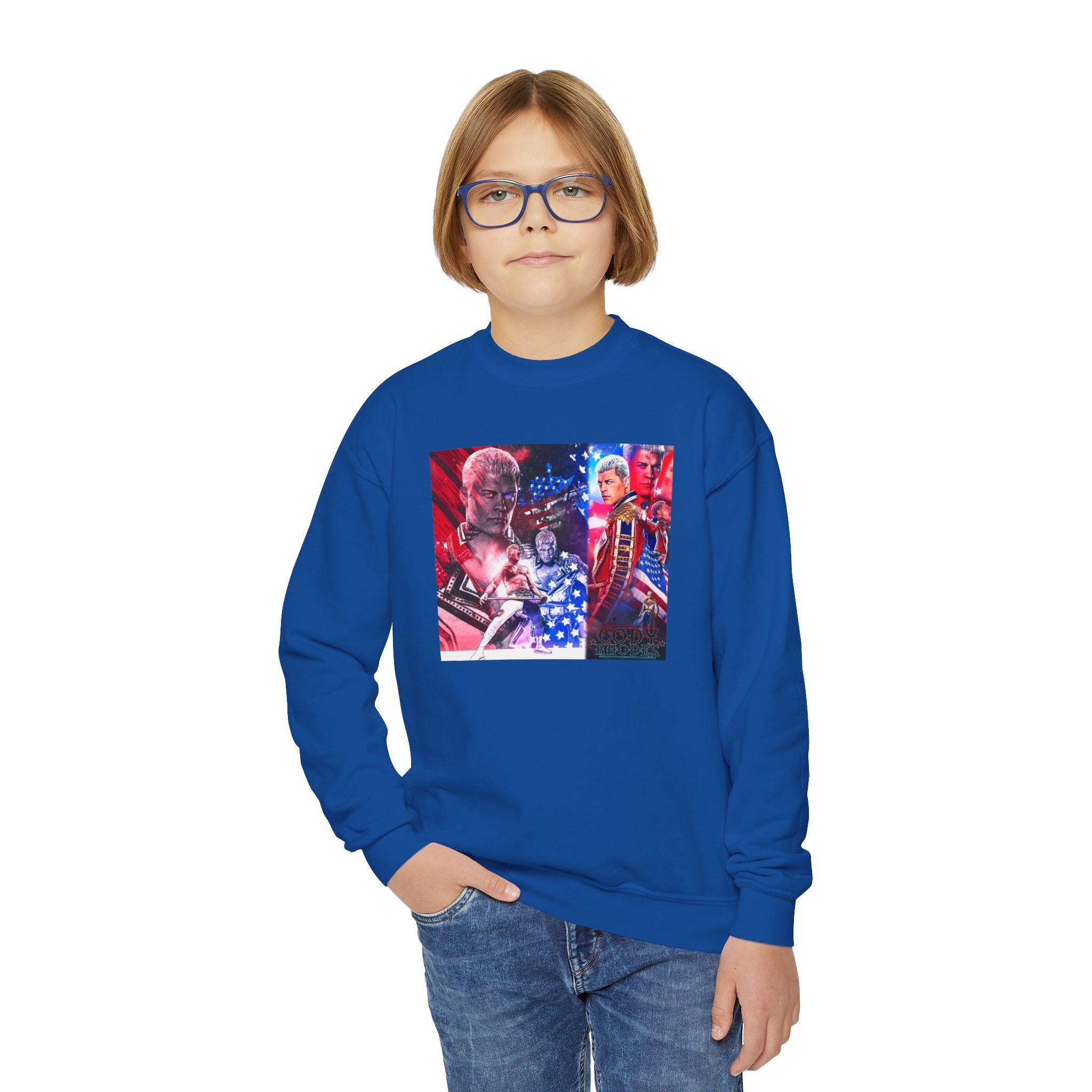 Cody Rhodes Graphic Design, Youth Sports Fan Crewneck Sweatshirt for Kids, Perfect Gift for Kids, Unisex Sweatshirt, Casual Outwear