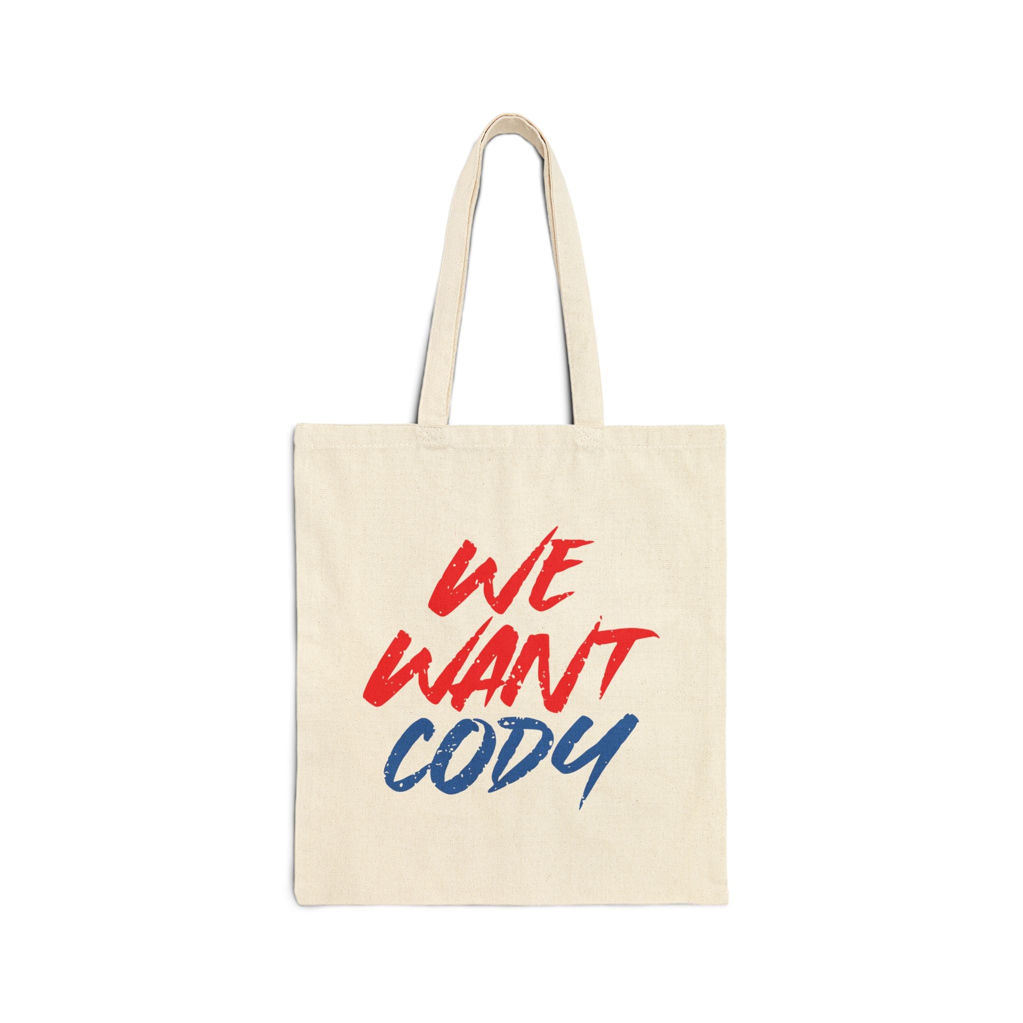 " We Want Cody "  Cody Rhodes Graphic Text Design, Sports Fan Tote Bag, Unisex , Gift Tote Bag for Him-Her