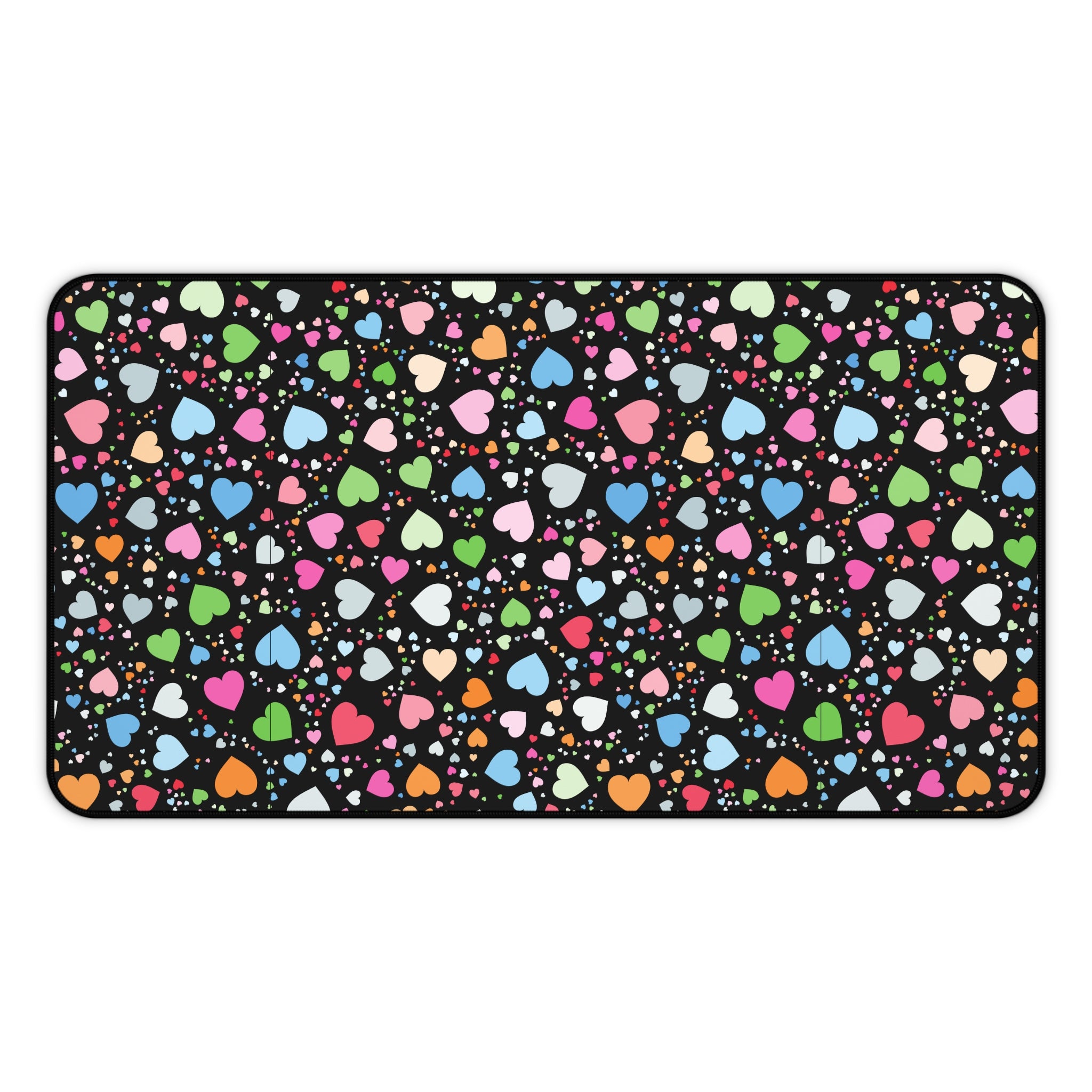 Colorful Heart Pattern, Valentines Gift, Mouse Pad, Desk Matt for Desktop, Cute Desk Pad Mat, XXL Large Mouse Pad for Desk, Anti-Slip Big Mousepad with Stitched Edges, Keyboard Pad Mouse Mat for Computer