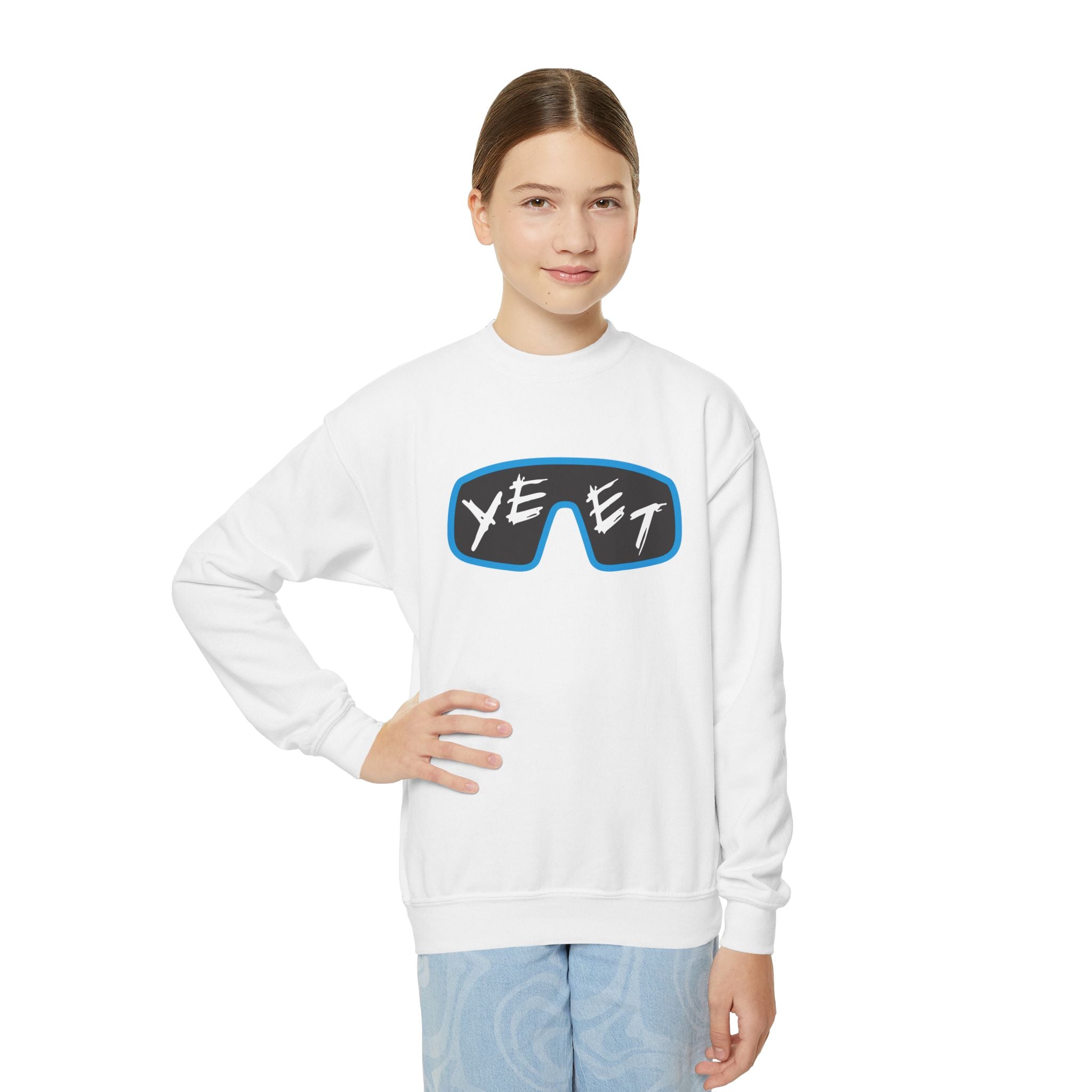 Yeet Glasses Design, Youth Sports Fan Crewneck Sweatshirt for Kids, Perfect Gift for Kids, Unisex Sweatshirt, Casual Outwear