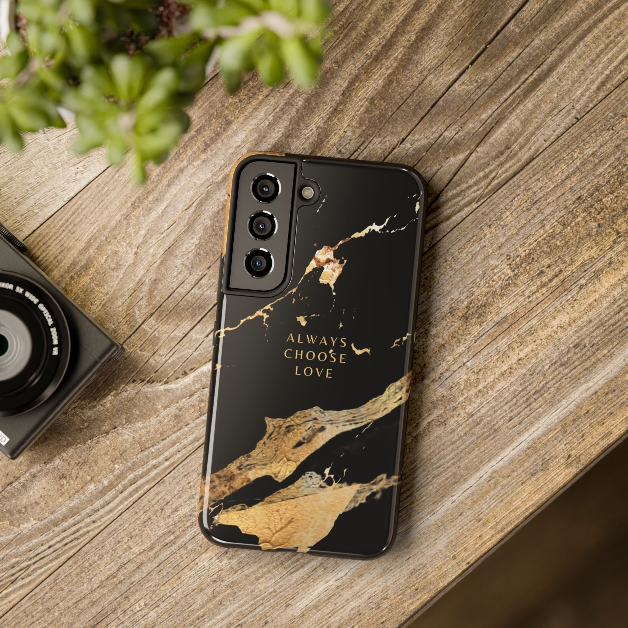 Black Gold Always Choose Love, Elegant Phone Cases, Stylish Phone Covers, Chic Phone Protectors, Fashionable Case for Her, Trendy Smartphone Accessories