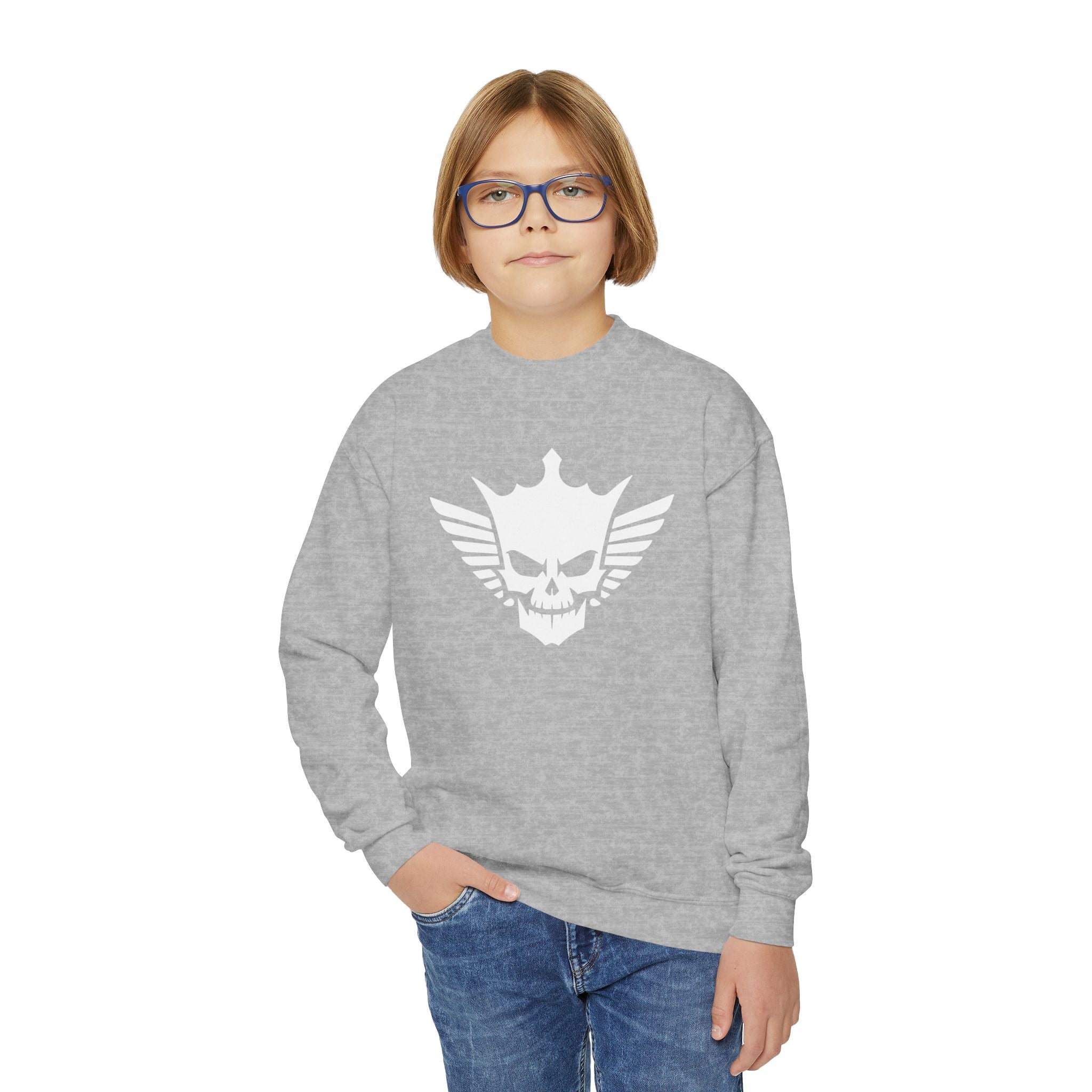 Cody Rhodes White Skull Design, Youth Sports Fan Crewneck Sweatshirt for Kids, Perfect Gift for Kids, Unisex Sweatshirt, Casual Outwear