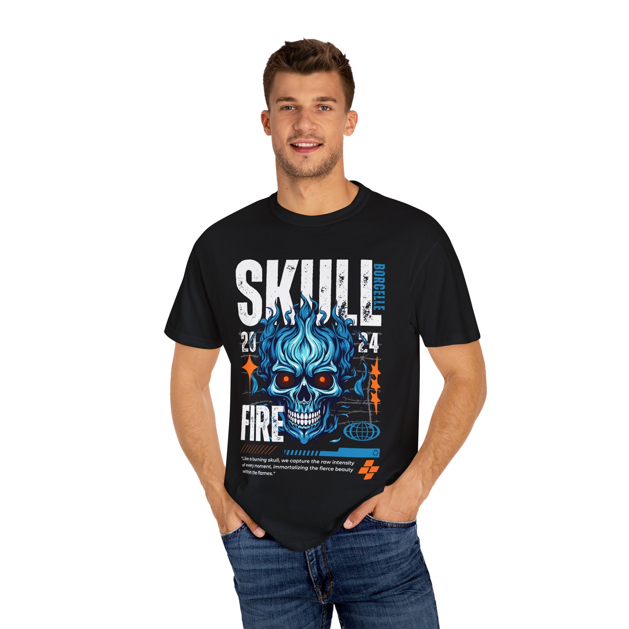 Skull Fire, Graphic Design Unisex T-shirt, Casual Cotton Outwear, Gift for Him- Gift for Her, Stylish Tee, Cool Shirt, Trendy Apparel, Comfortable Top,