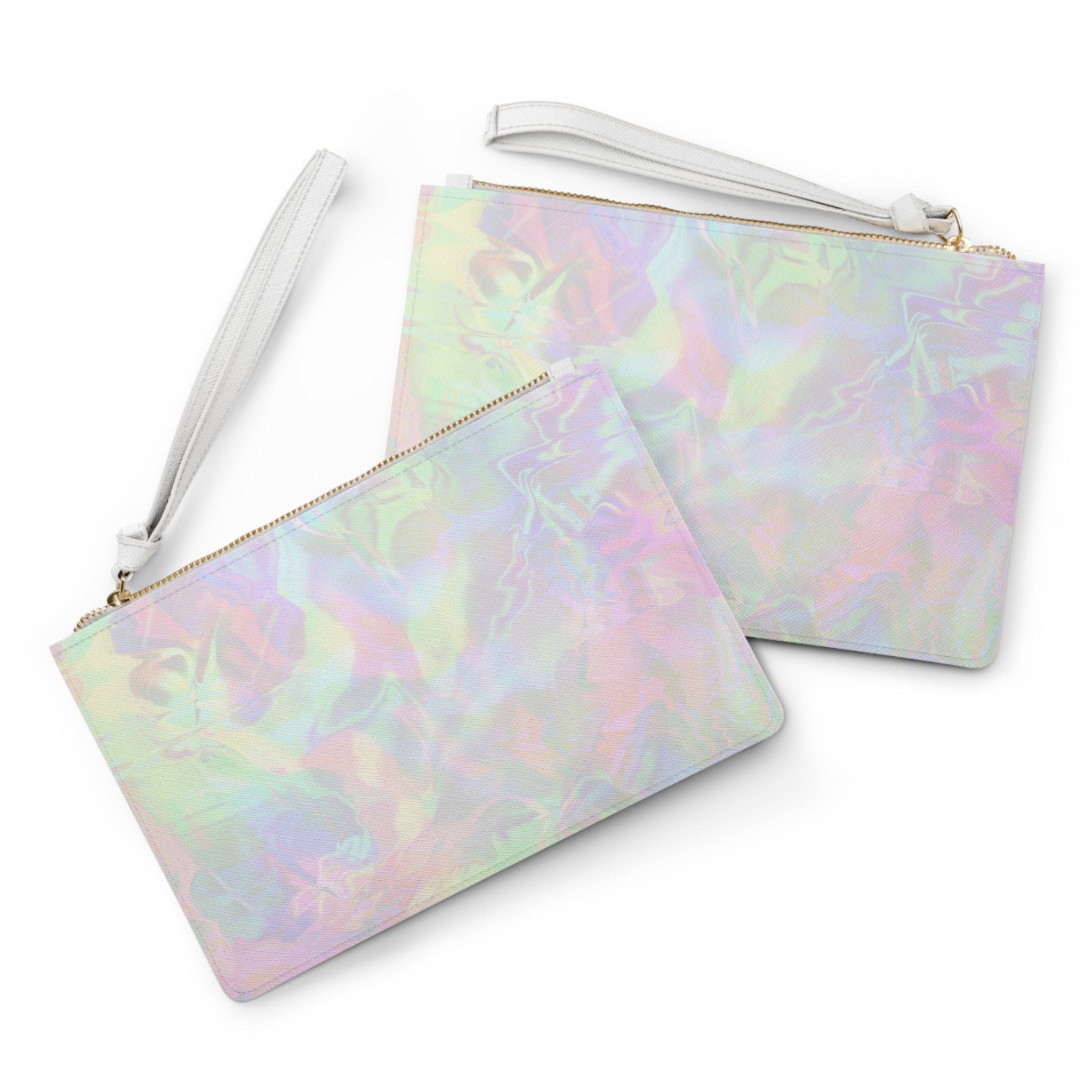 White Holographic design Clutch Bag - Valentines Gift, Cute Design,  Women Wallet Wristlet Clutch, Purses for Women Wristlet, Handbags Small Wallet Purses, Ladies Gifts