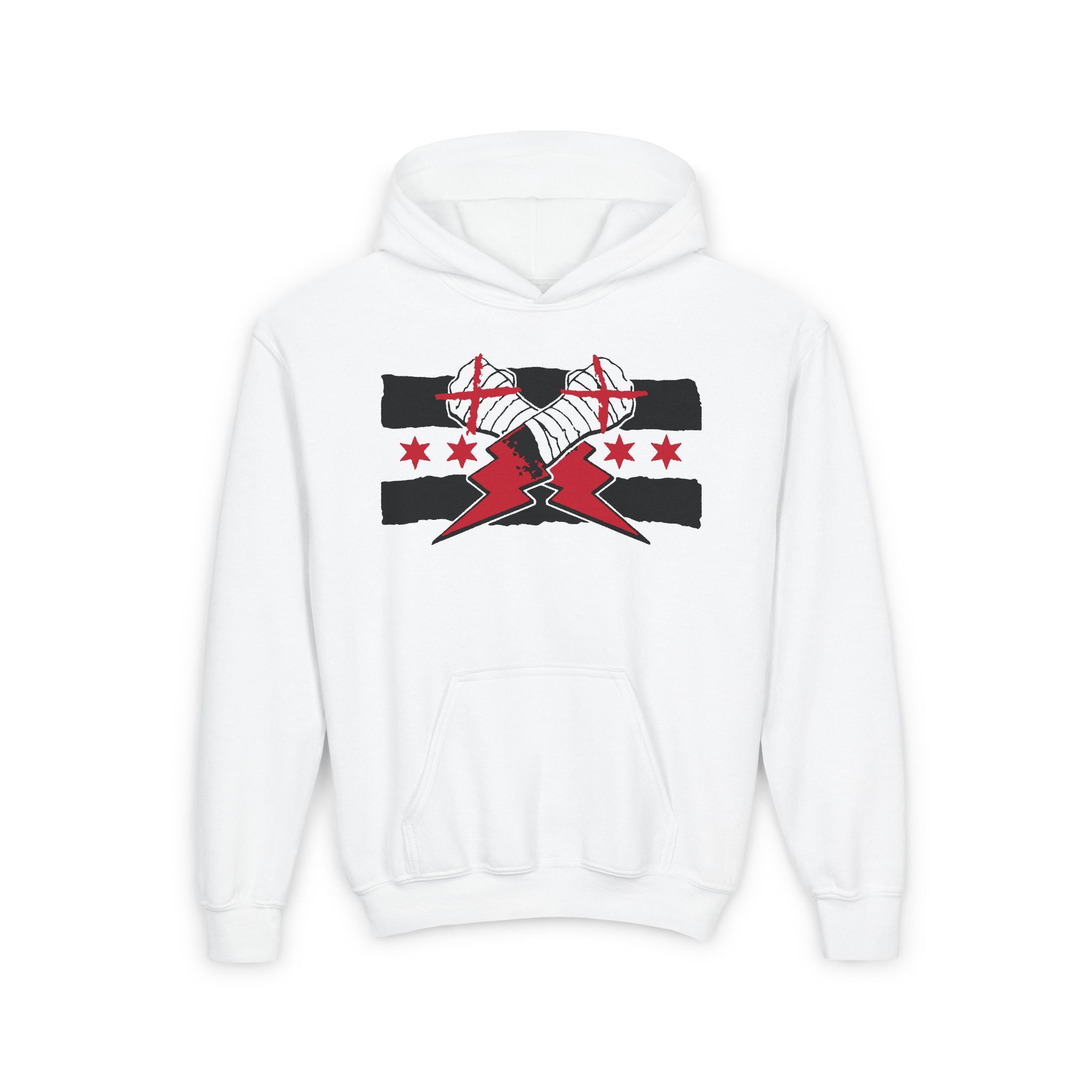 CM Punk Flag Design, Sports Fan Kids Hoodies - Youth Heavy Blend Hooded Sweatshirt, Unisex Wrestling Fan Hoodies, Gift for Her-Him, Casual Outwear