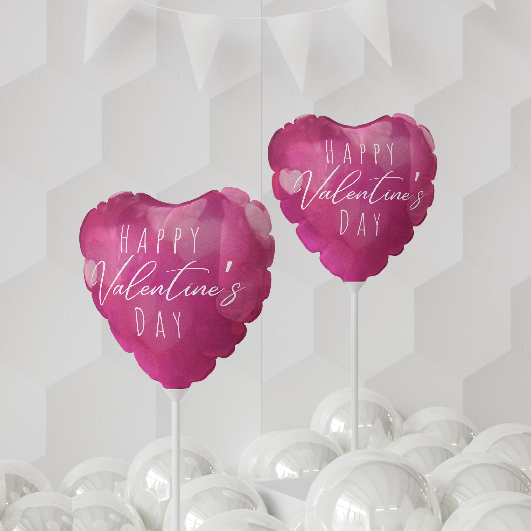 Happy  Valentine's Day- Lovely Pink- Balloons, Romantic Heart-Shaped Decorations and Words, Love Party Supplies, Anniversary Celebration