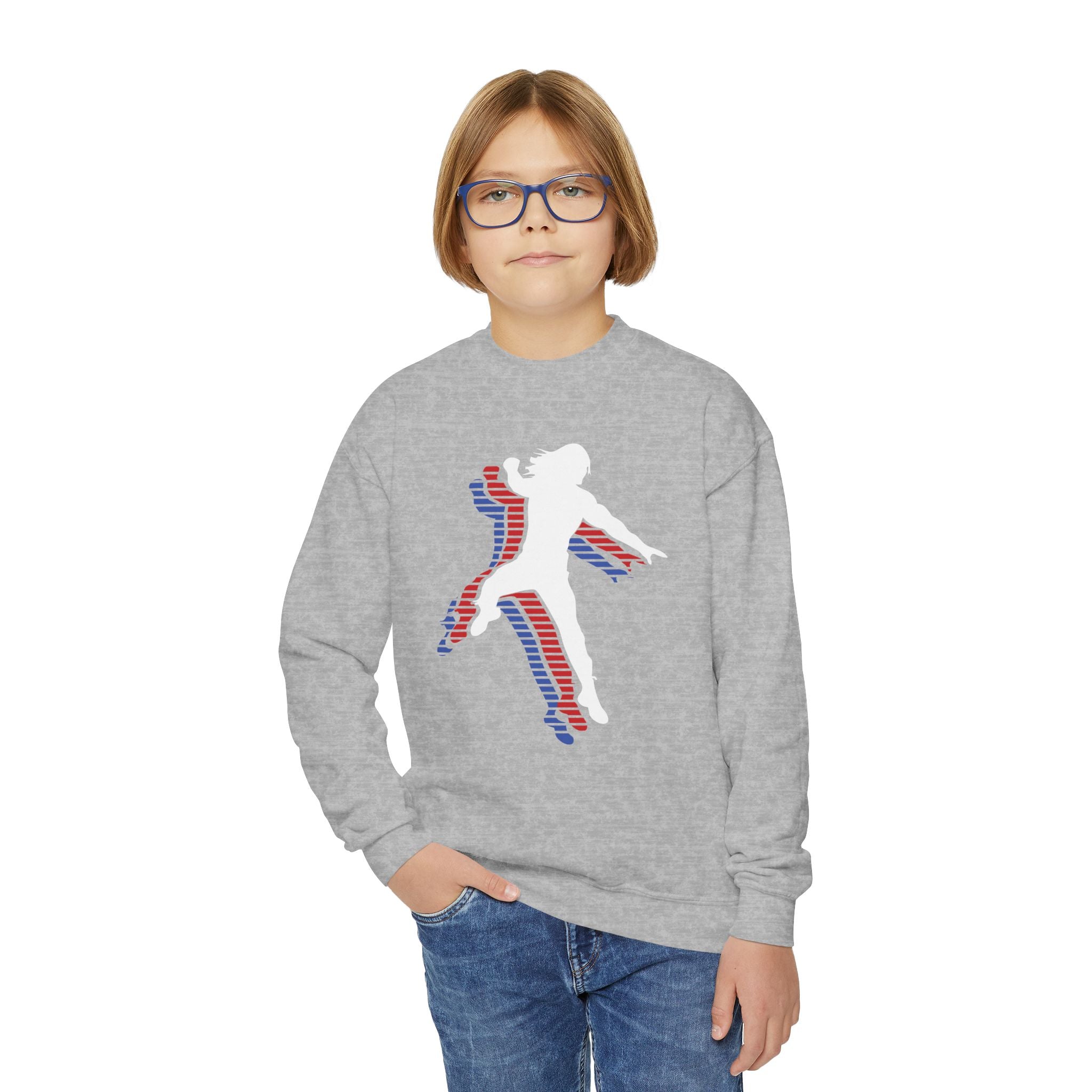 Roman Reigns Jump Tri-Color, Youth Sports Fan Crewneck Sweatshirt for Kids, Perfect Gift for Kids, Unisex Sweatshirt, Casual Outwear, Graphic Sweatshirt