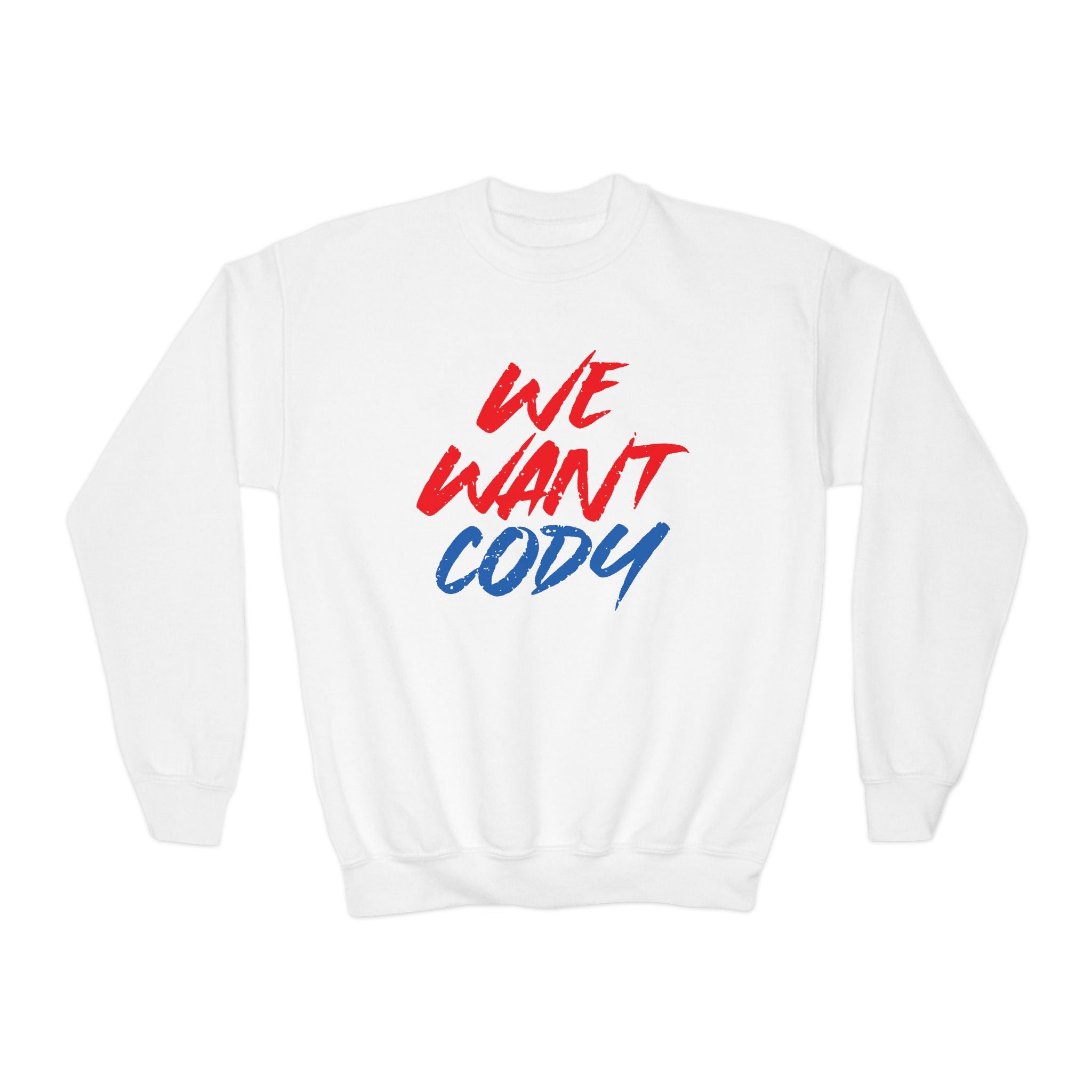 Cody Rhodes "We Want Cody" Design, Youth Sports Fan Crewneck Sweatshirt for Kids, Perfect Gift for Kids, Unisex Sweatshirt, Casual Outwear