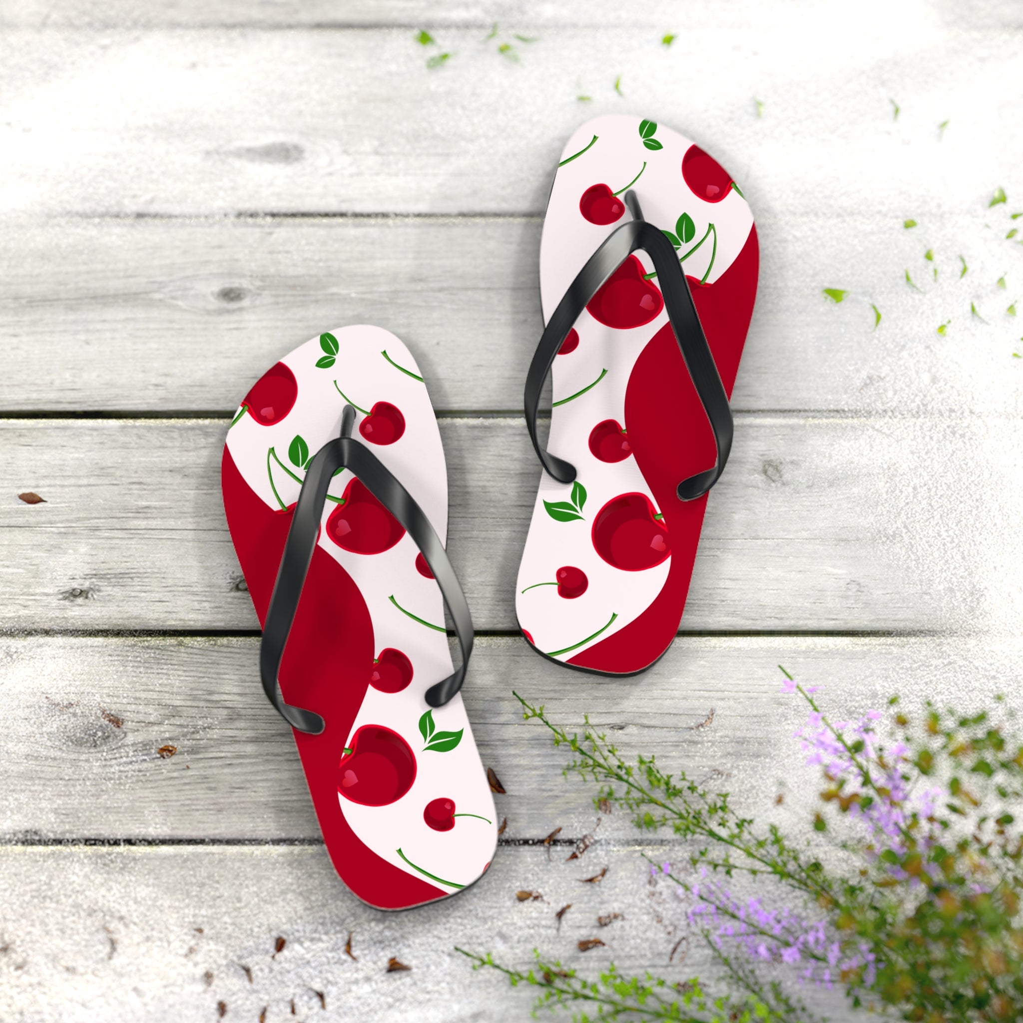 Red Cherries, Flip Flops for Women, Cute Designs, Everyday Use, Indoor Sleepers