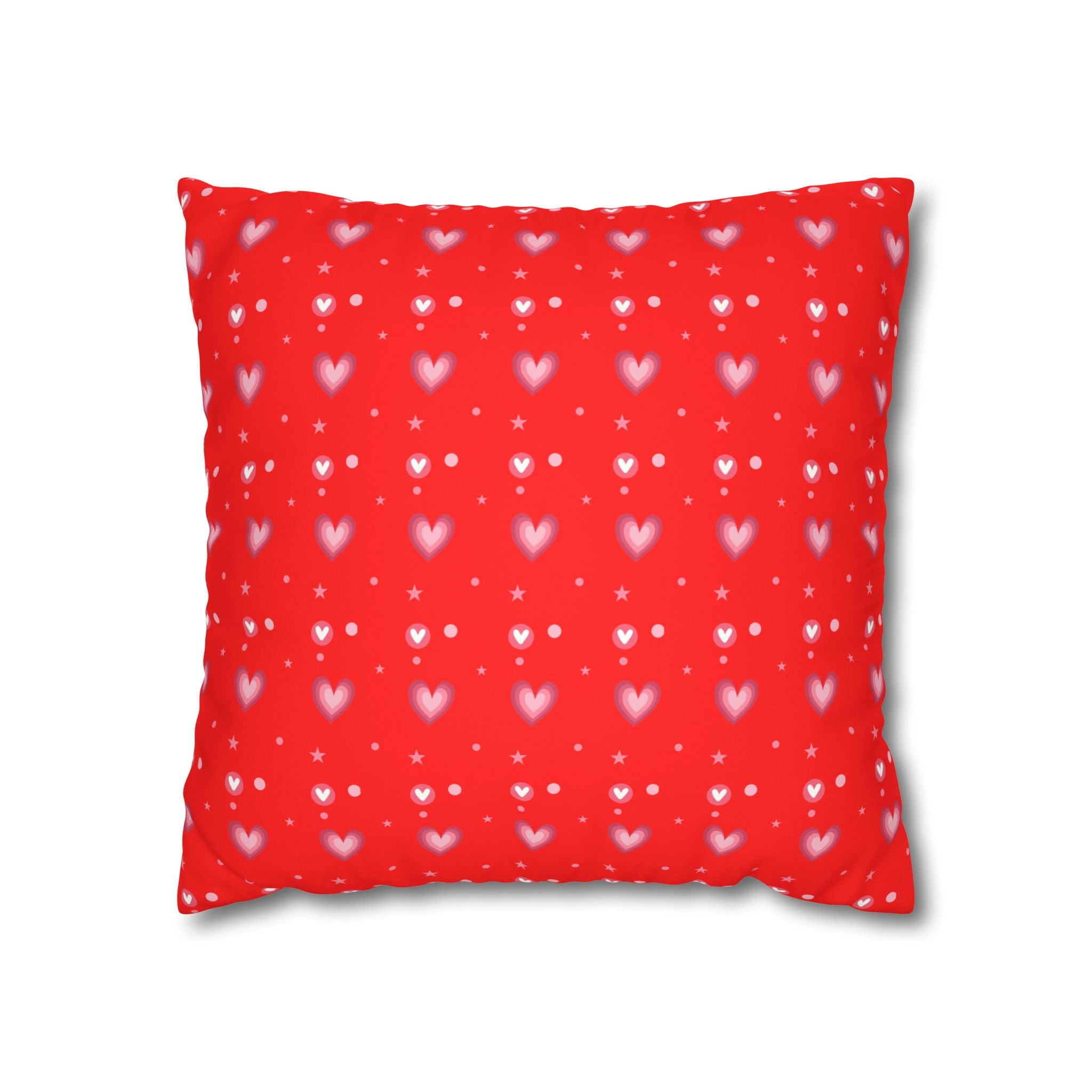 Square Pillowcase - Hearts Valentines - Decorative Pillows Cushion Covers for Couch Chair Bedroom Valentines Decorative, Faux Suede, Home Decor