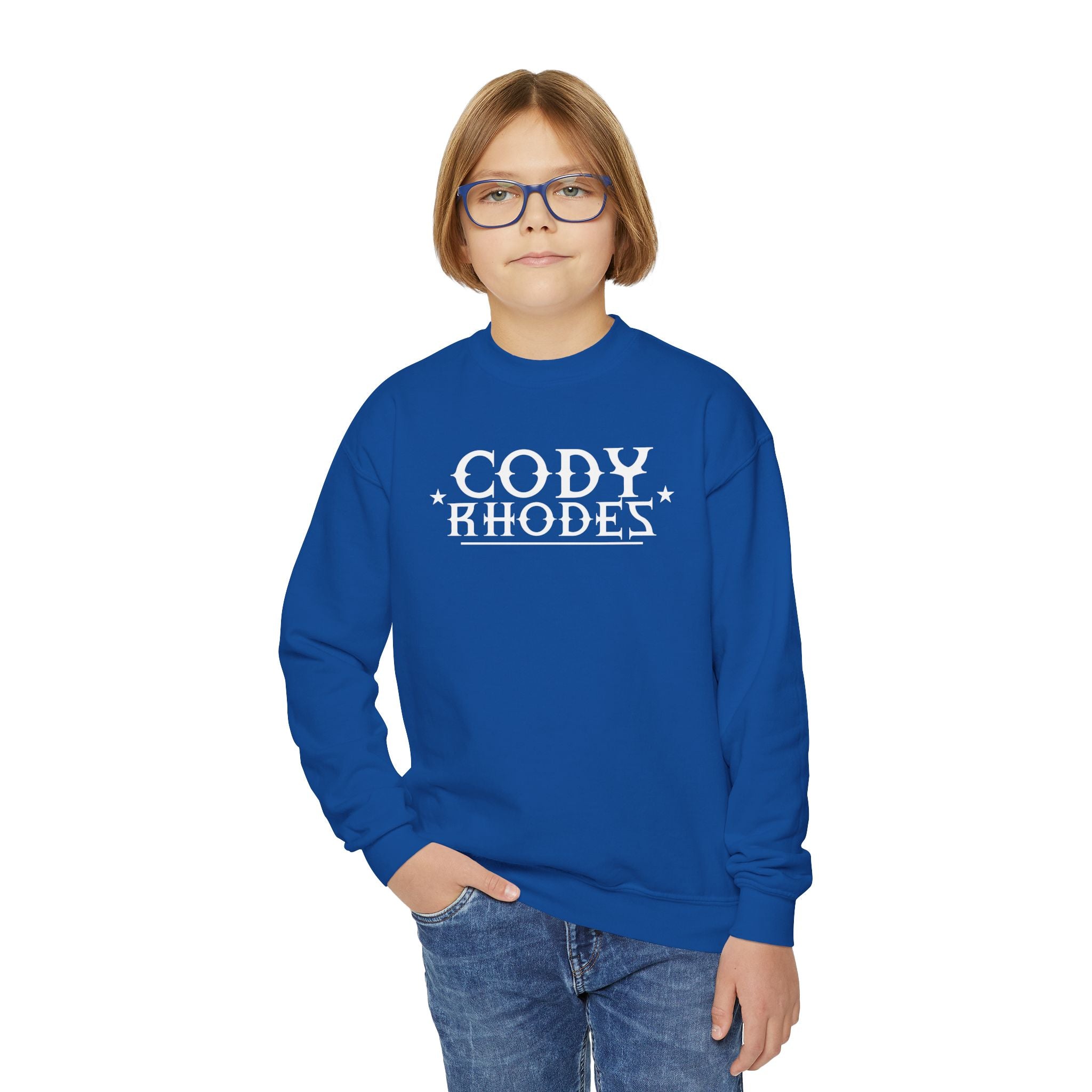 Cody Rhodes Graphic Text Design, Youth Sports Fan Crewneck Sweatshirt for Kids, Perfect Gift for Kids, Unisex Sweatshirt, Casual Outwear