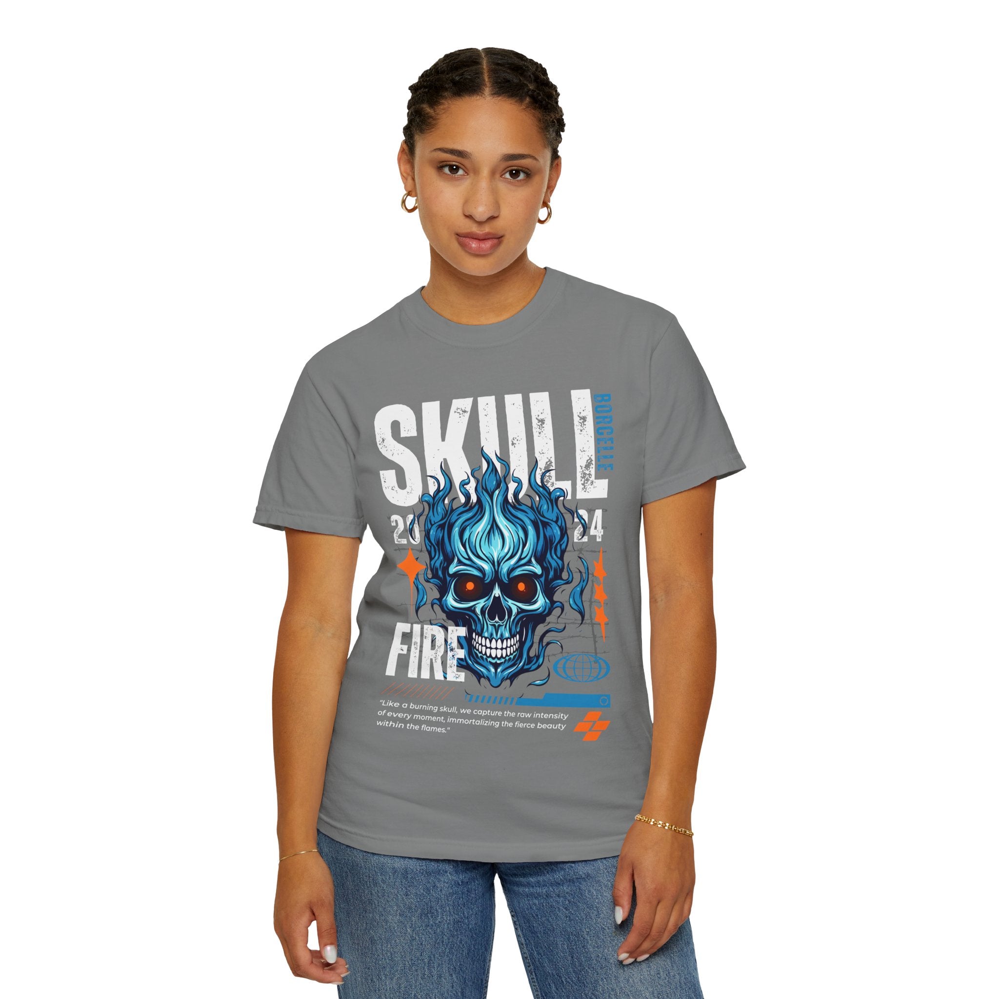 Skull Fire, Graphic Design Unisex T-shirt, Casual Cotton Outwear, Gift for Him- Gift for Her, Stylish Tee, Cool Shirt, Trendy Apparel, Comfortable Top,