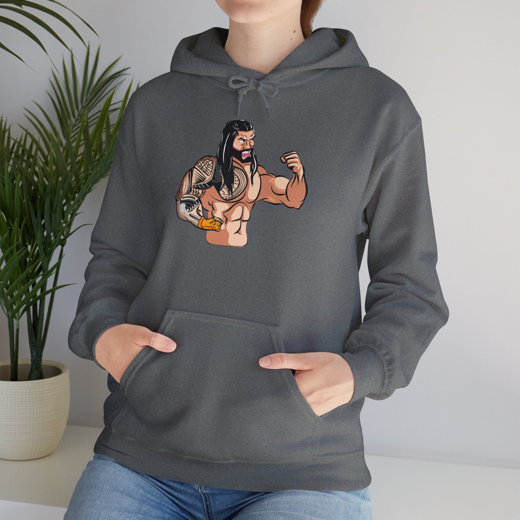 Roman Reigns Cartoon Design Hoodies, Gift for Her - Gift for Him, Sports Fan Wrestling Unisex Hooded Sweatshirt, Casual Outwear