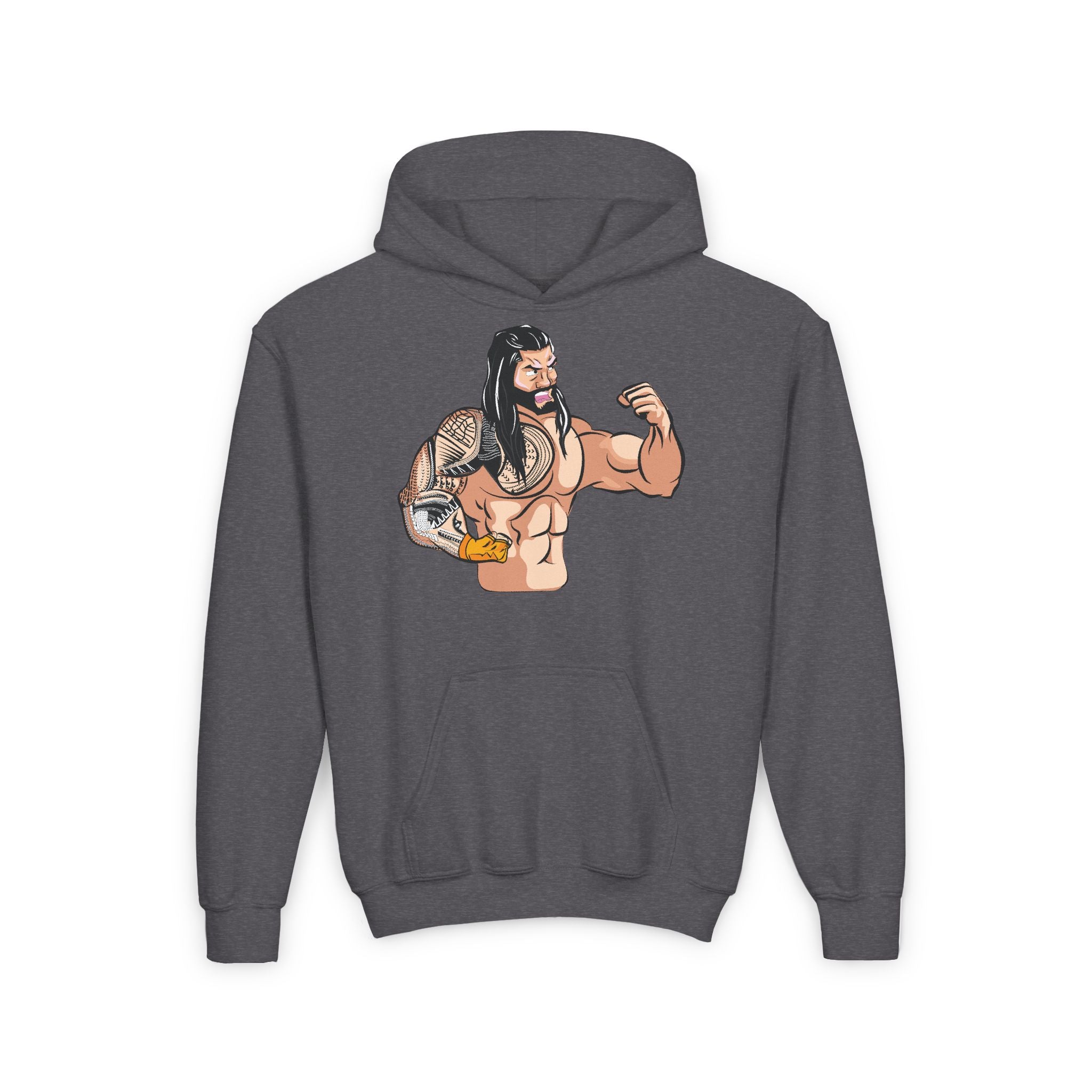 Roman Reigns Cartoon Design Shirt, Sports Fan Kids Hoodies - Youth Heavy Blend Hooded Sweatshirt, Unisex, Gift for Her-Him, Casual Outwear