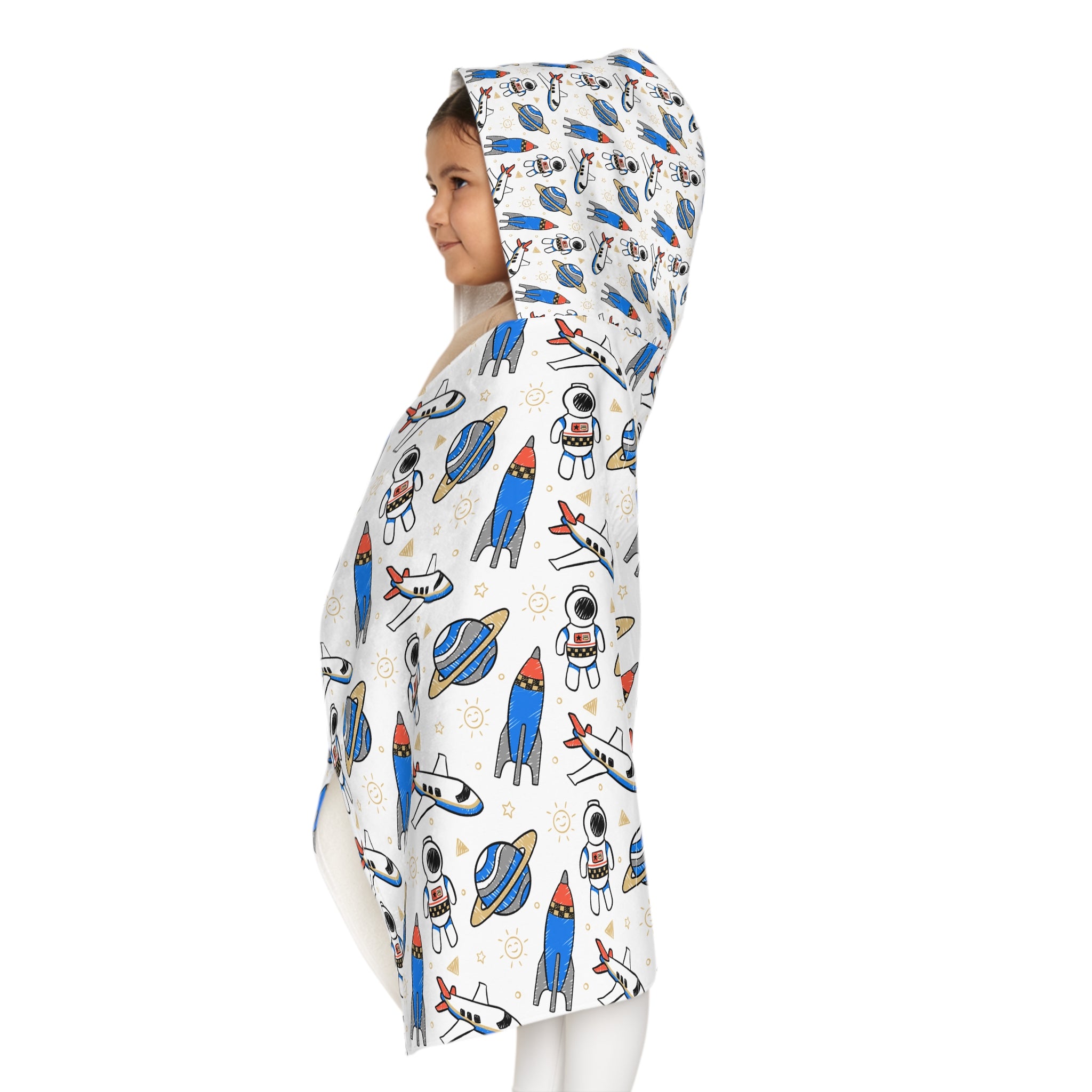 Airplanes and Space Design Hooded Towel, Cute Designs - Youth Hooded Towel